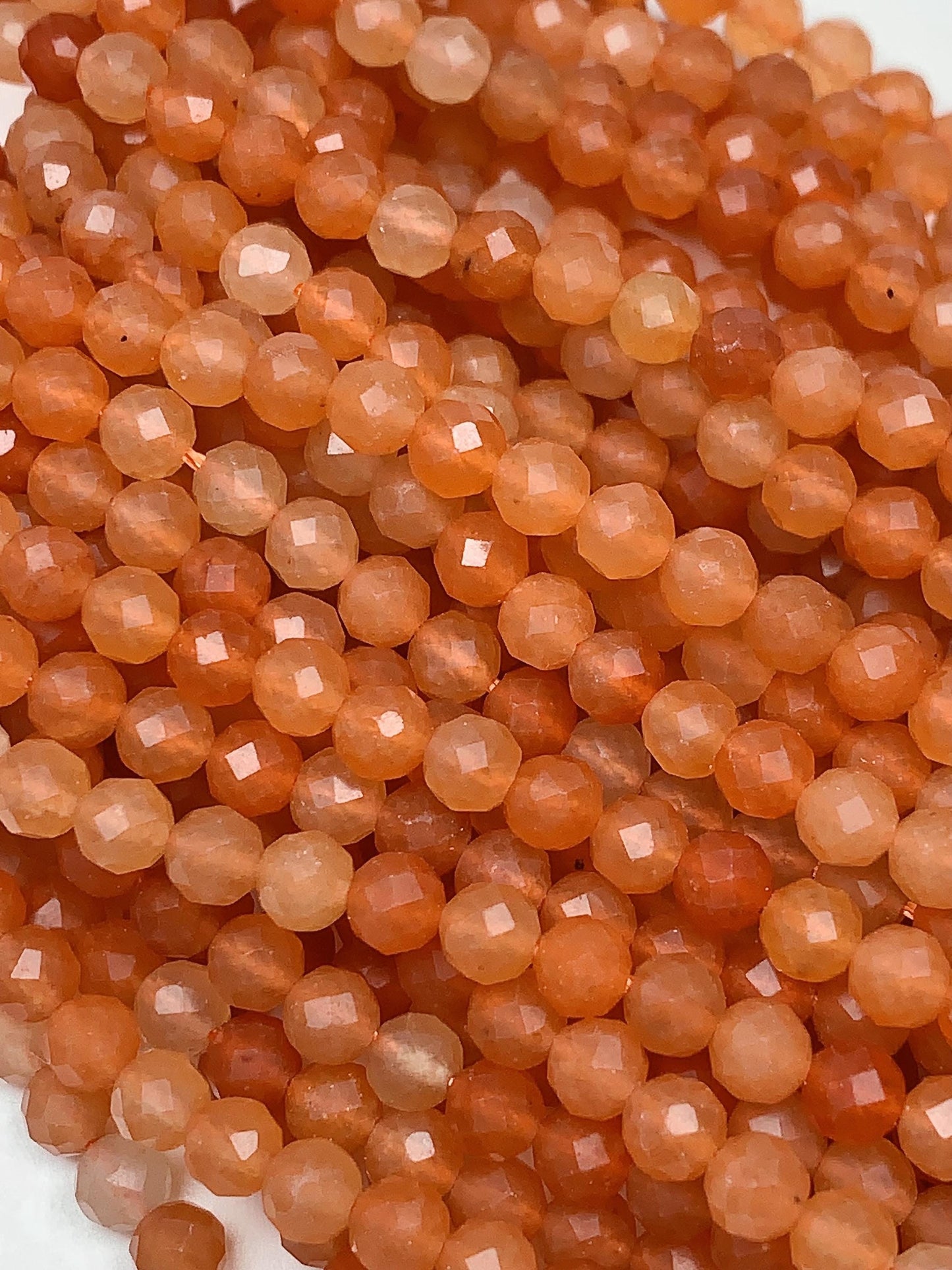 Genuine Natural Orange Red Aventurine Faceted Round Beads 15.5" Strand 2mm 3mm 4mm