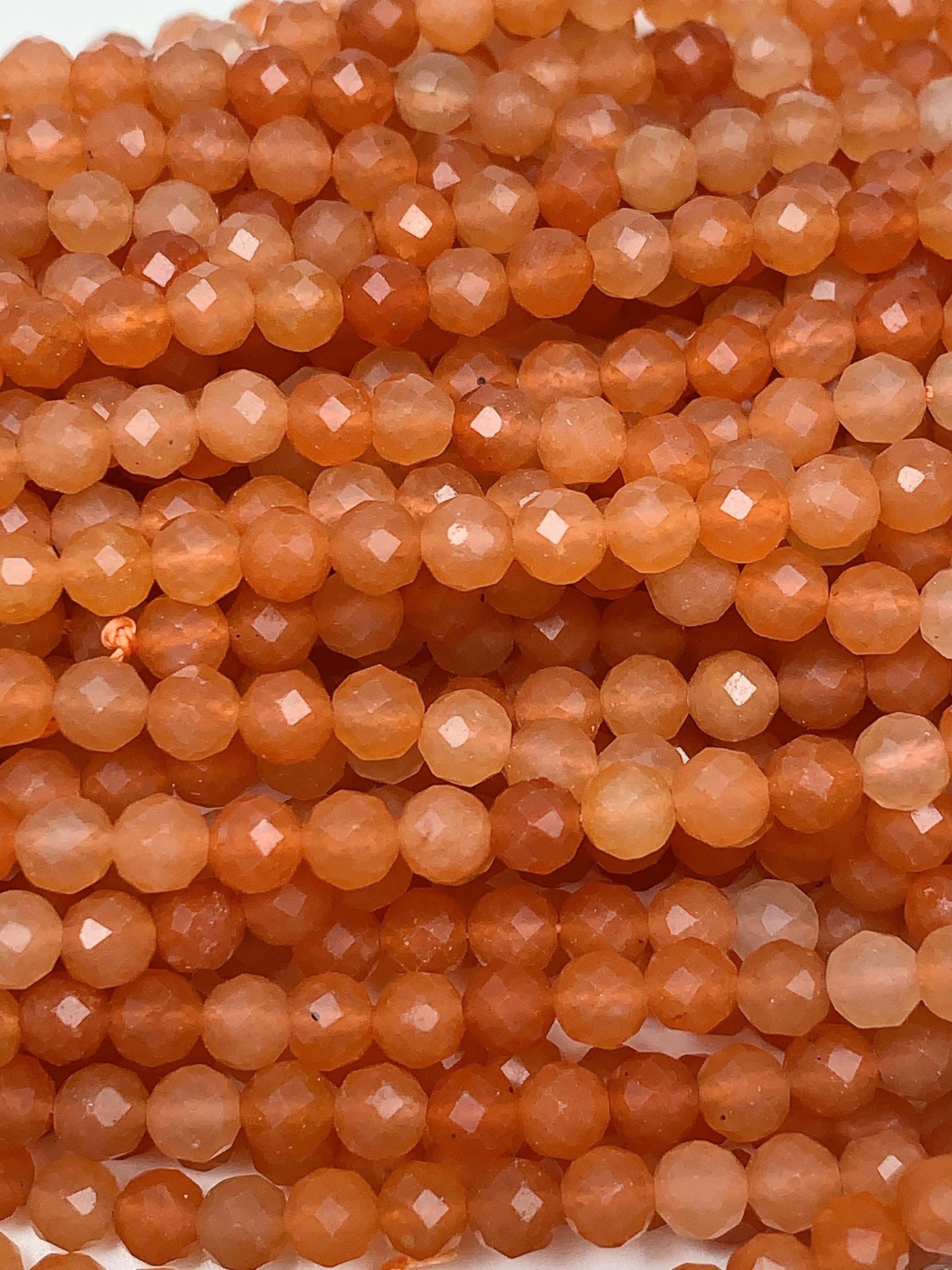 Genuine Natural Orange Red Aventurine Faceted Round Beads 15.5" Strand 2mm 3mm 4mm