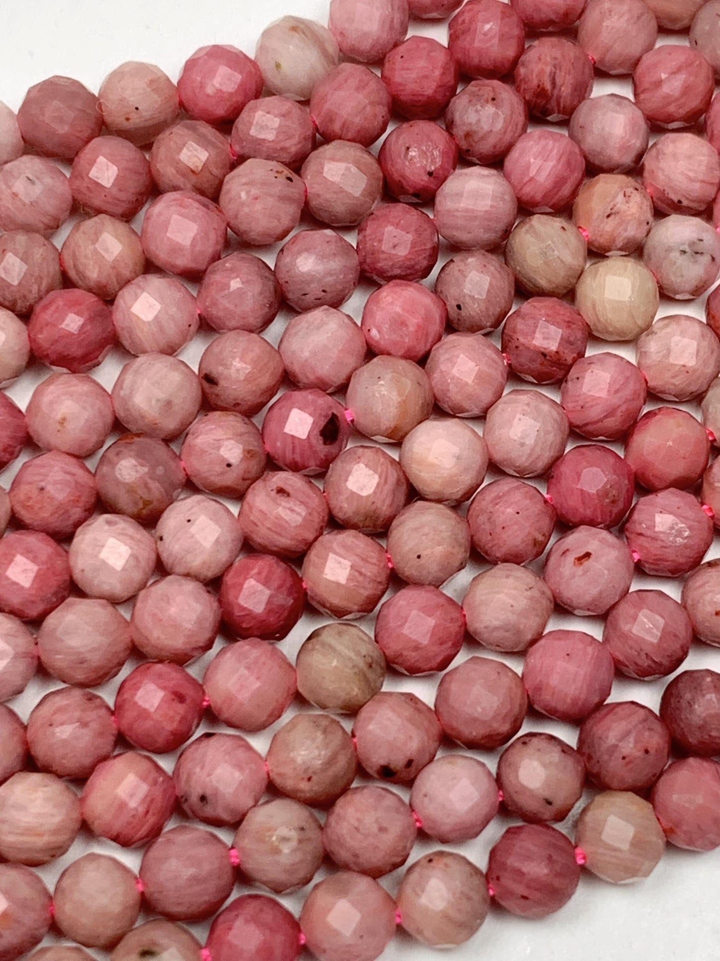 Genuine Natural Pink Red Rhodonite Faceted Round Beads 15.5" Strand 2mm 3mm 4mm