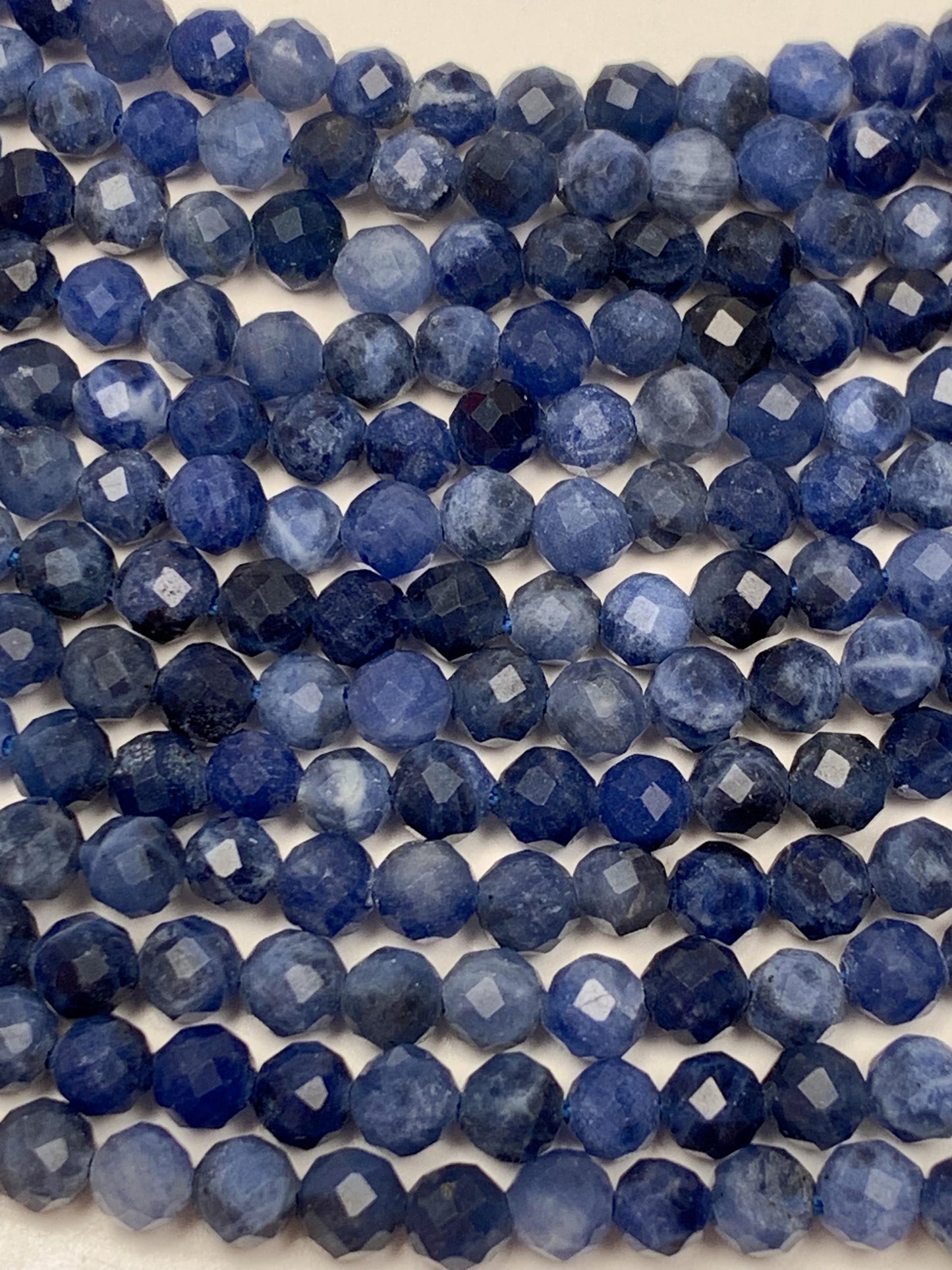 Genuine Natural Blue Sodalite Faceted Round Beads 15.5" Strand 2mm 3mm 4mm