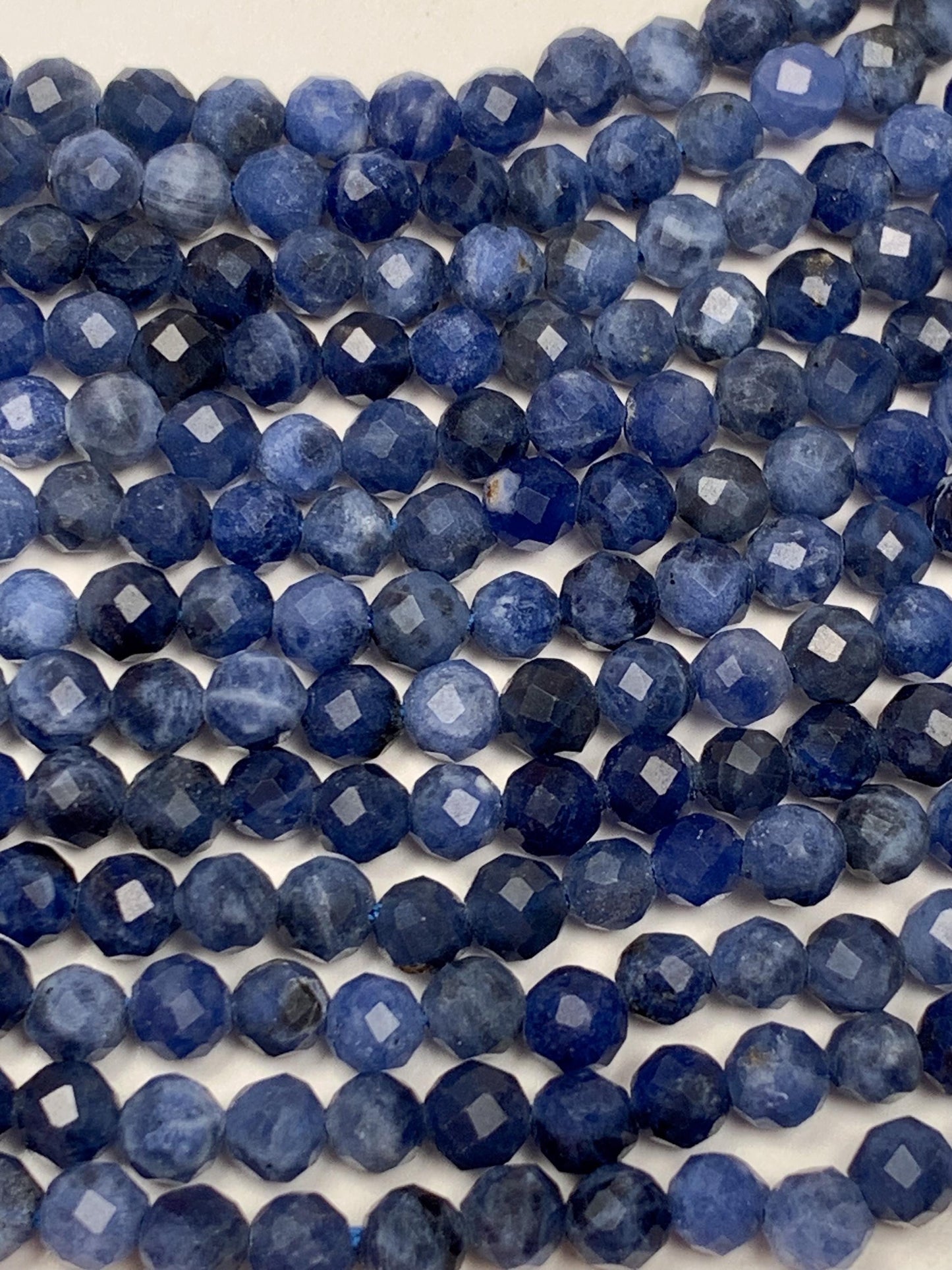 Genuine Natural Blue Sodalite Faceted Round Beads 15.5" Strand 2mm 3mm 4mm