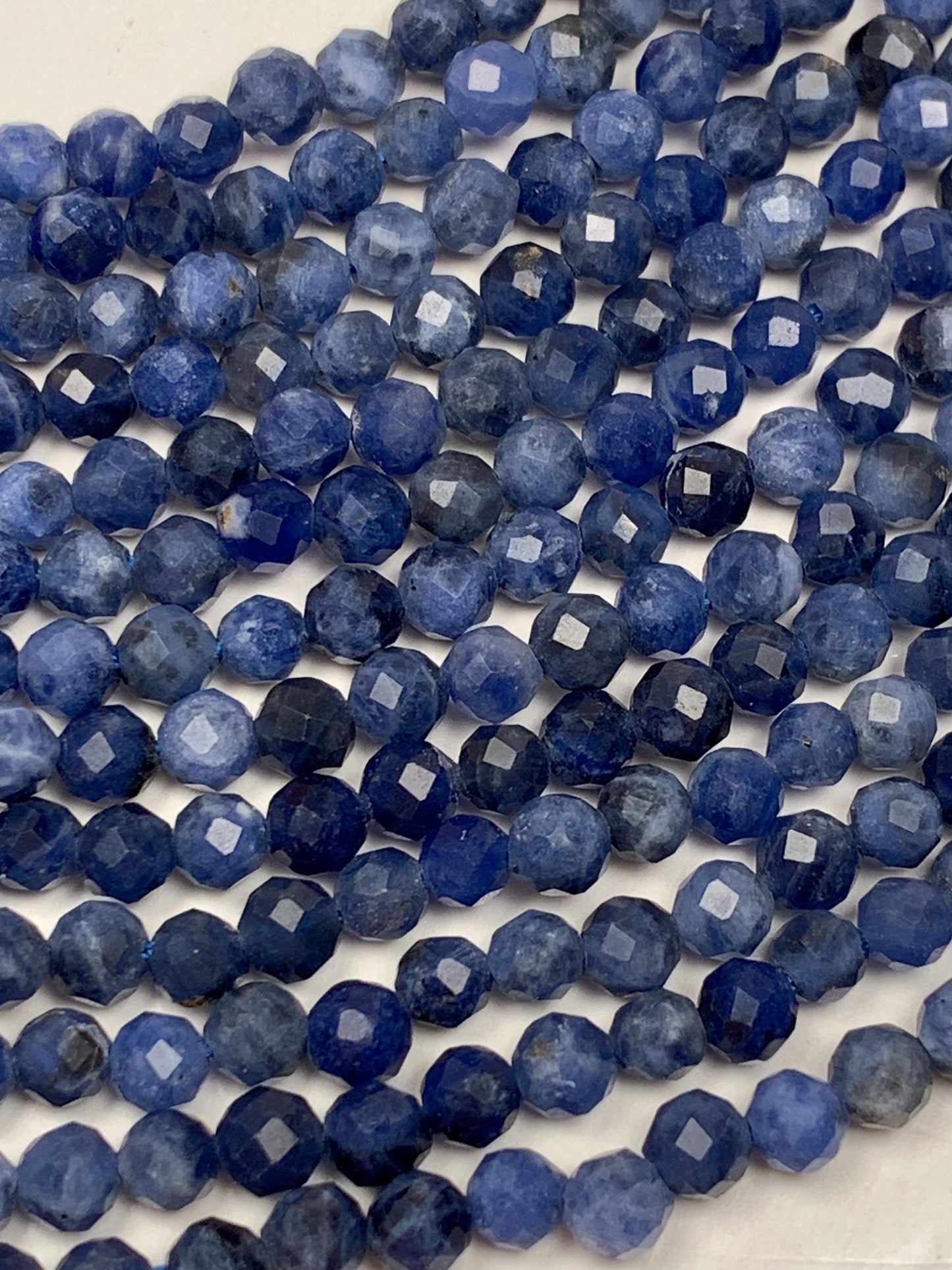 Genuine Natural Blue Sodalite Faceted Round Beads 15.5" Strand 2mm 3mm 4mm