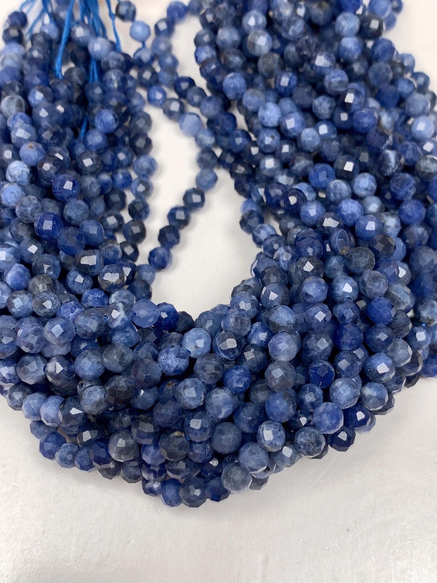 Genuine Natural Blue Sodalite Faceted Round Beads 15.5" Strand 2mm 3mm 4mm