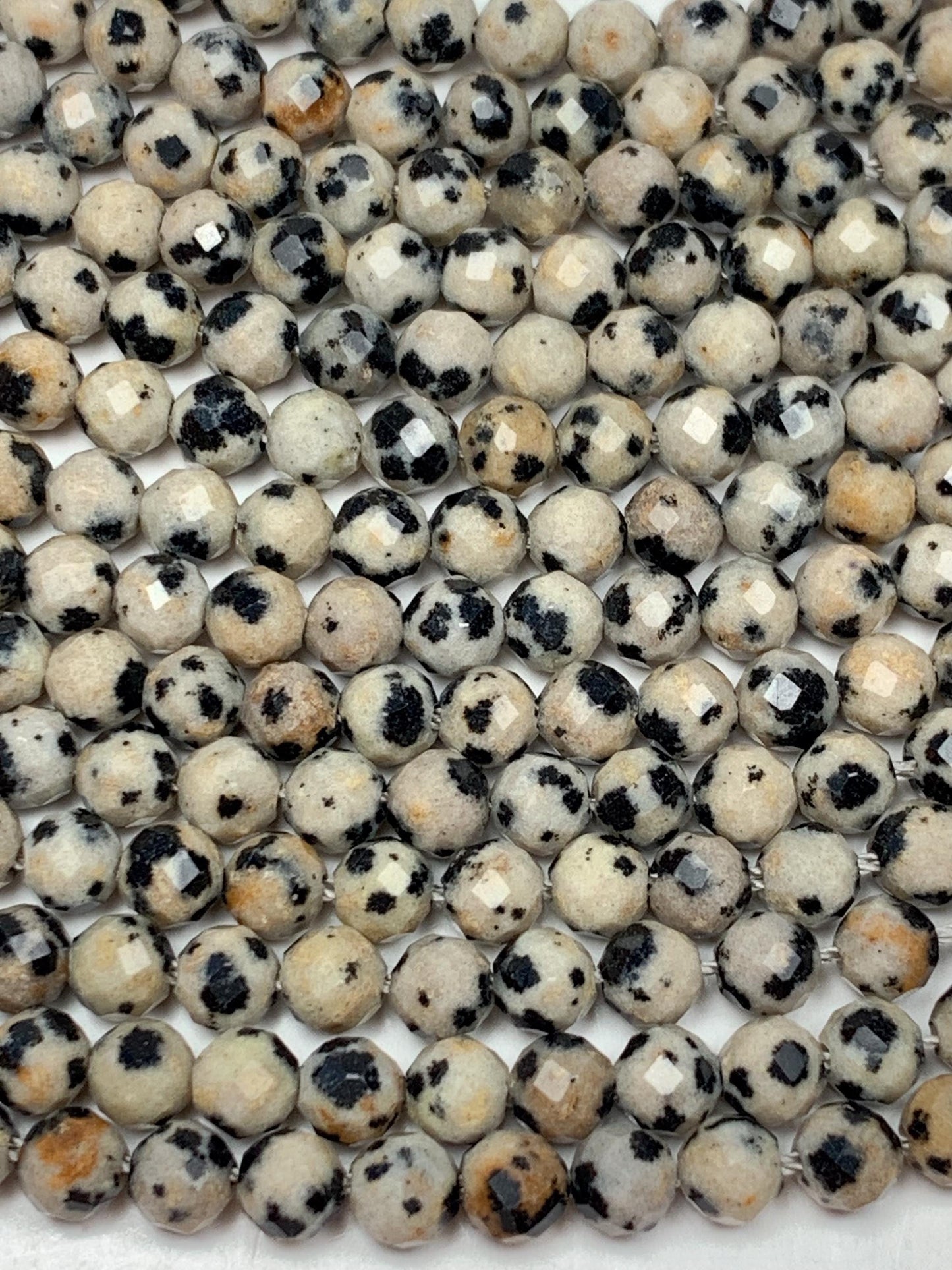 Genuine Natural black white Dalmatian Jasper Faceted Round Beads 15.5" Strand 2mm 3mm 4mm