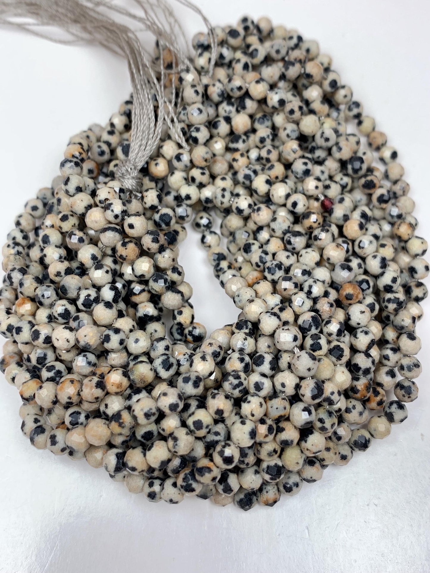 Genuine Natural black white Dalmatian Jasper Faceted Round Beads 15.5" Strand 2mm 3mm 4mm