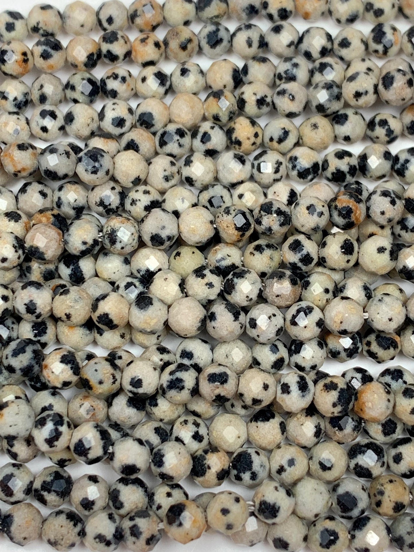 Genuine Natural black white Dalmatian Jasper Faceted Round Beads 15.5" Strand 2mm 3mm 4mm