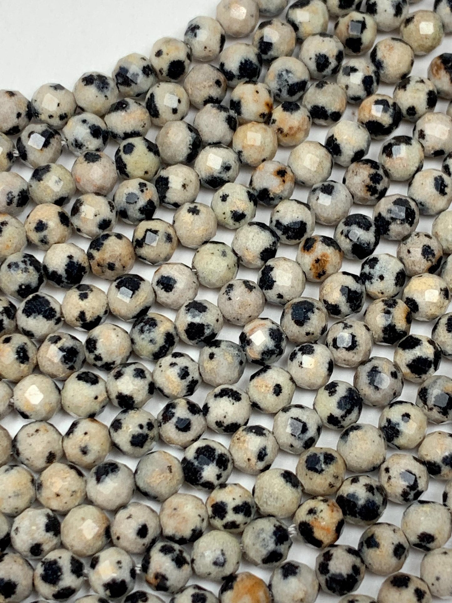 Genuine Natural black white Dalmatian Jasper Faceted Round Beads 15.5" Strand 2mm 3mm 4mm