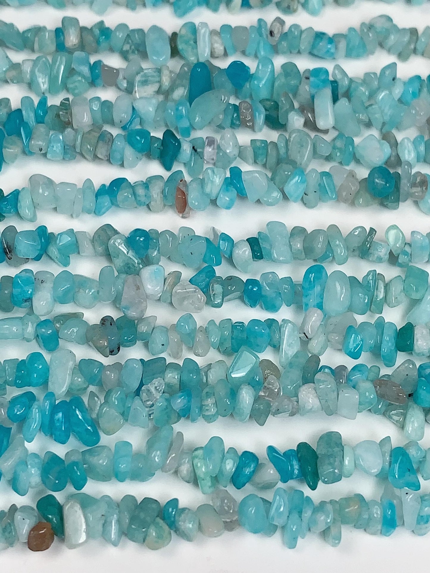 Blue Amazonyte Chip Beads: Natural Gemstone Nuggets, 32" Strand