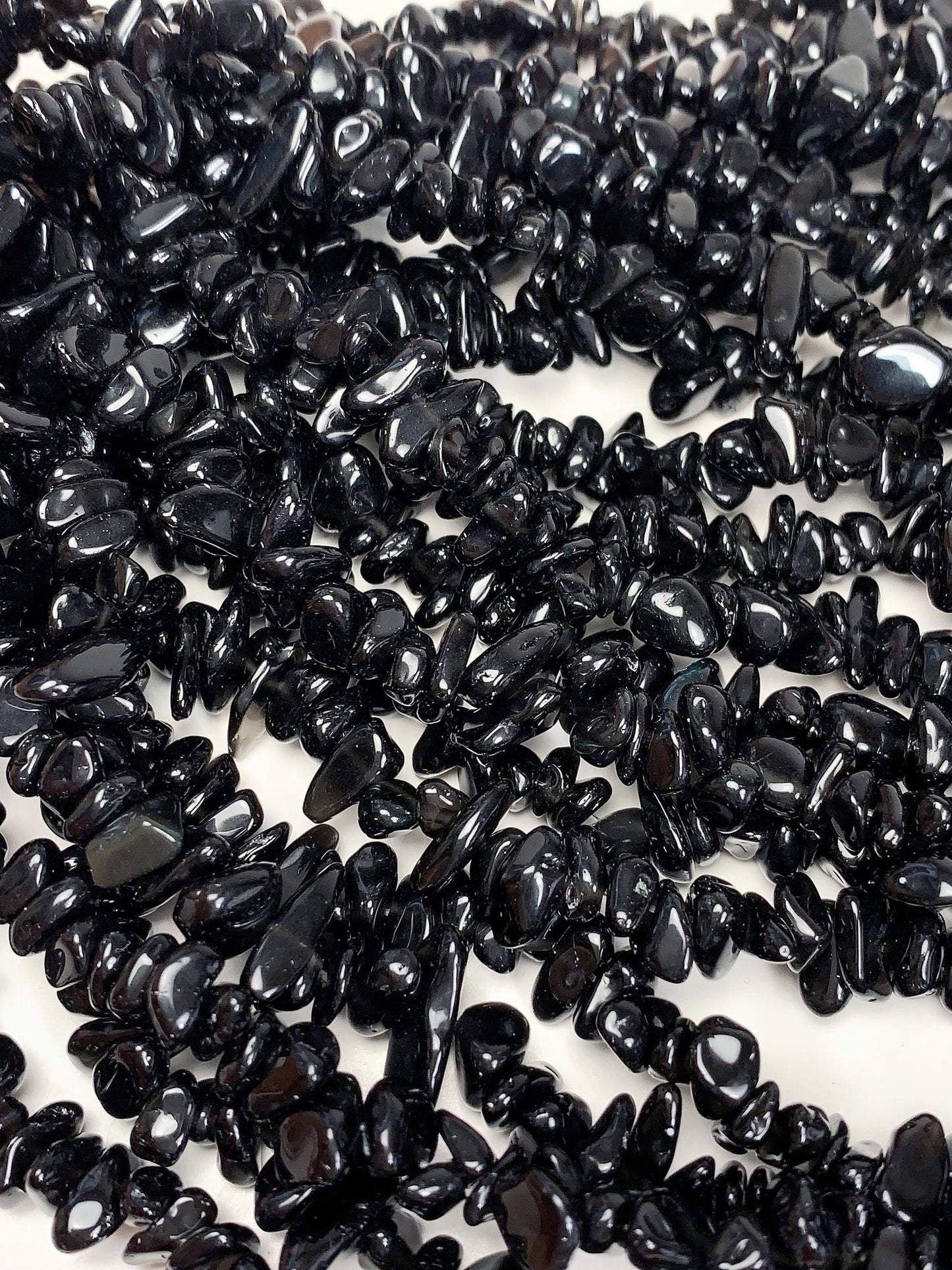 Black Obsidian Nugget Beads: 32" Irregular Gemstone Chips (5-12mm)