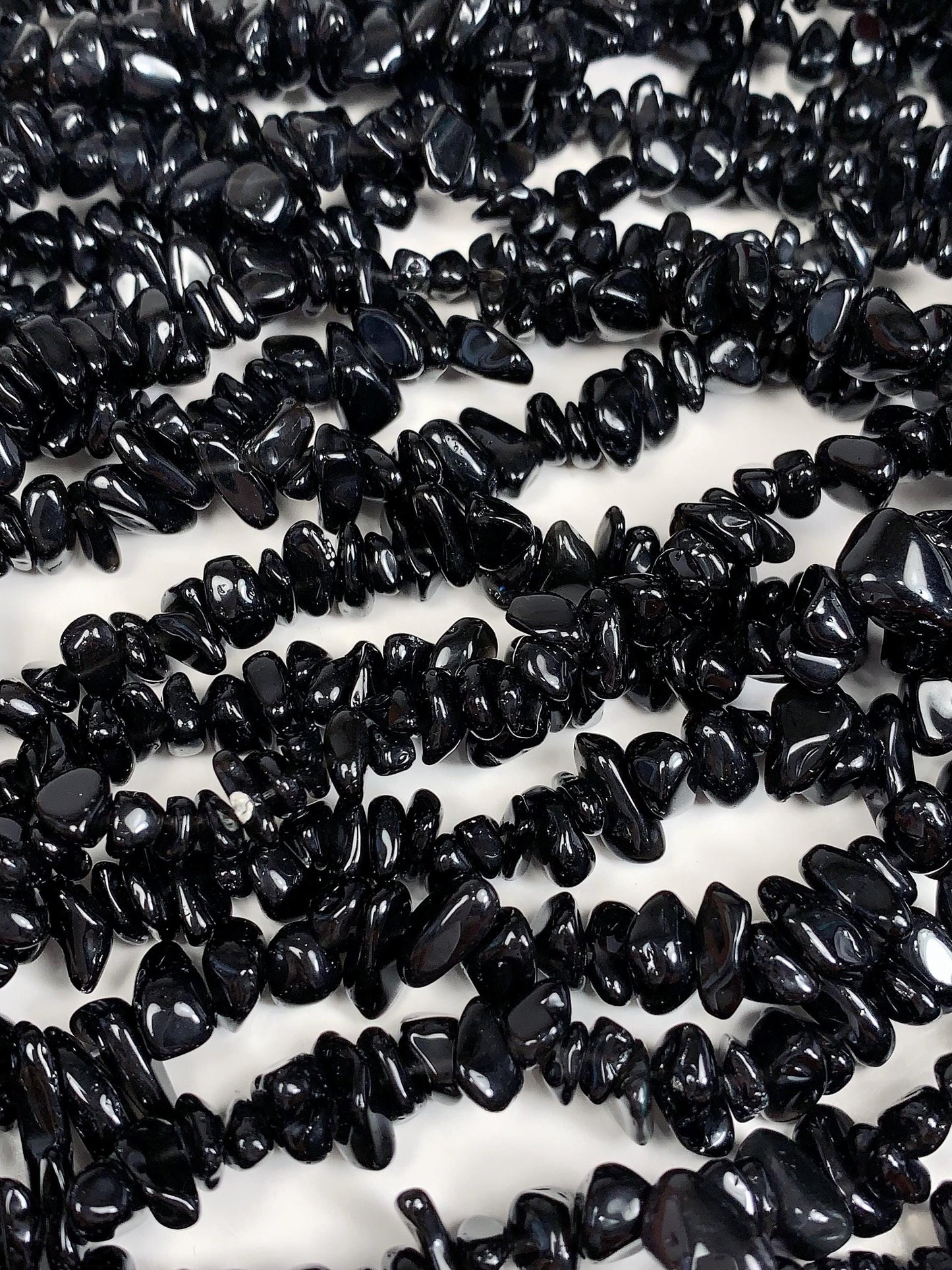 Black Obsidian Nugget Beads: 32" Irregular Gemstone Chips (5-12mm)