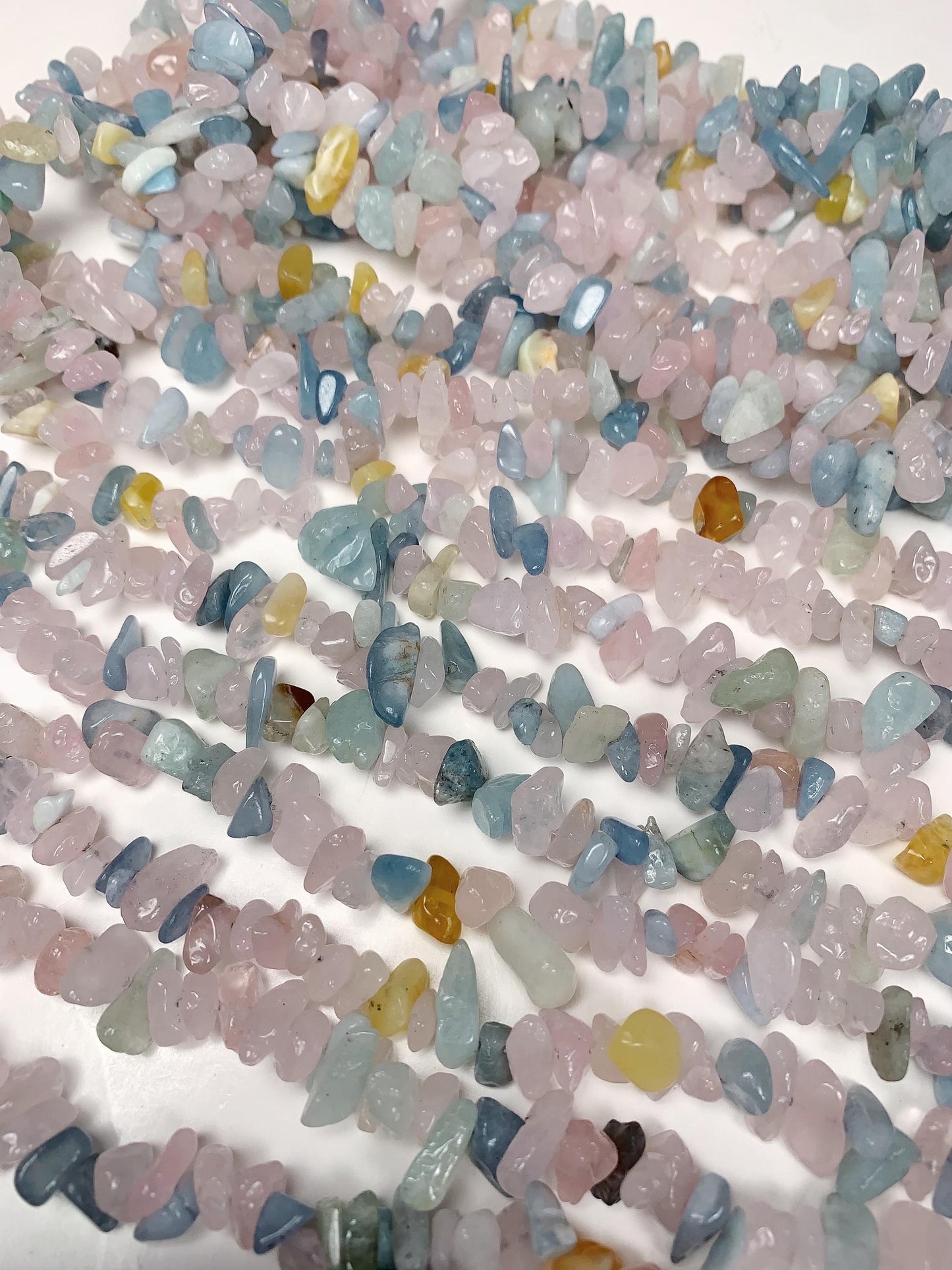 Pink Blue Morganite Nugget Beads: Genuine Gemstone Crystal Strand