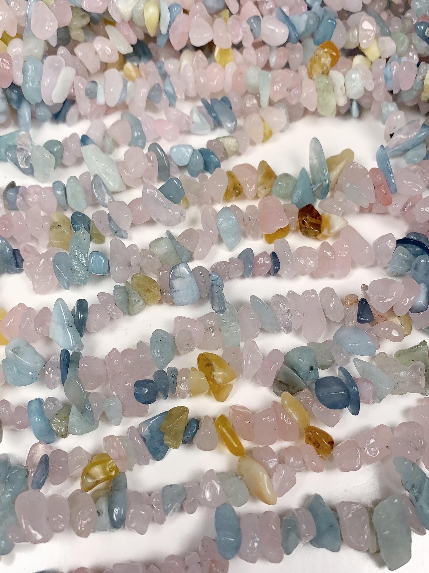 Pink Blue Morganite Nugget Beads: Genuine Gemstone Crystal Strand