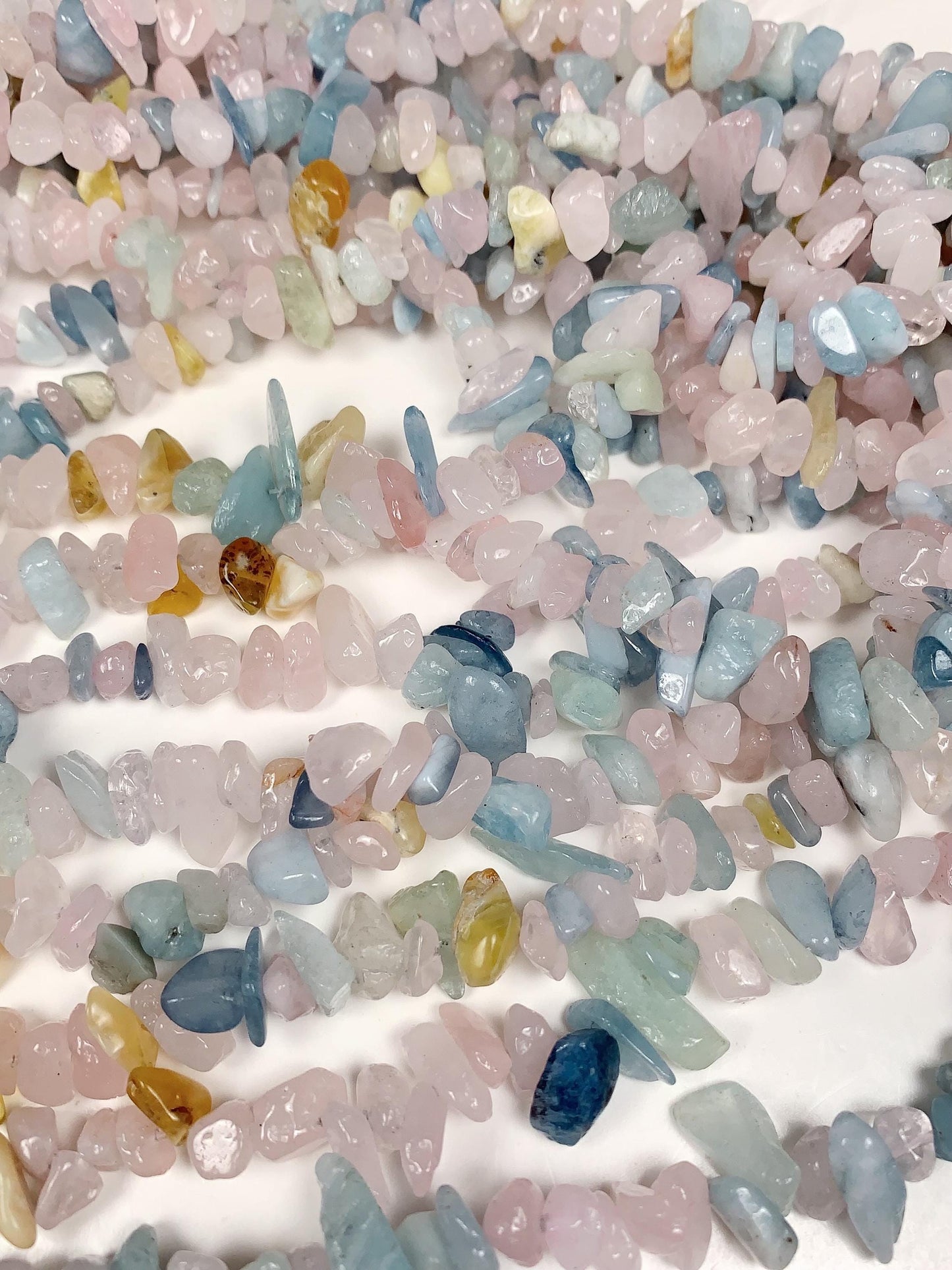 Pink Blue Morganite Nugget Beads: Genuine Gemstone Crystal Strand