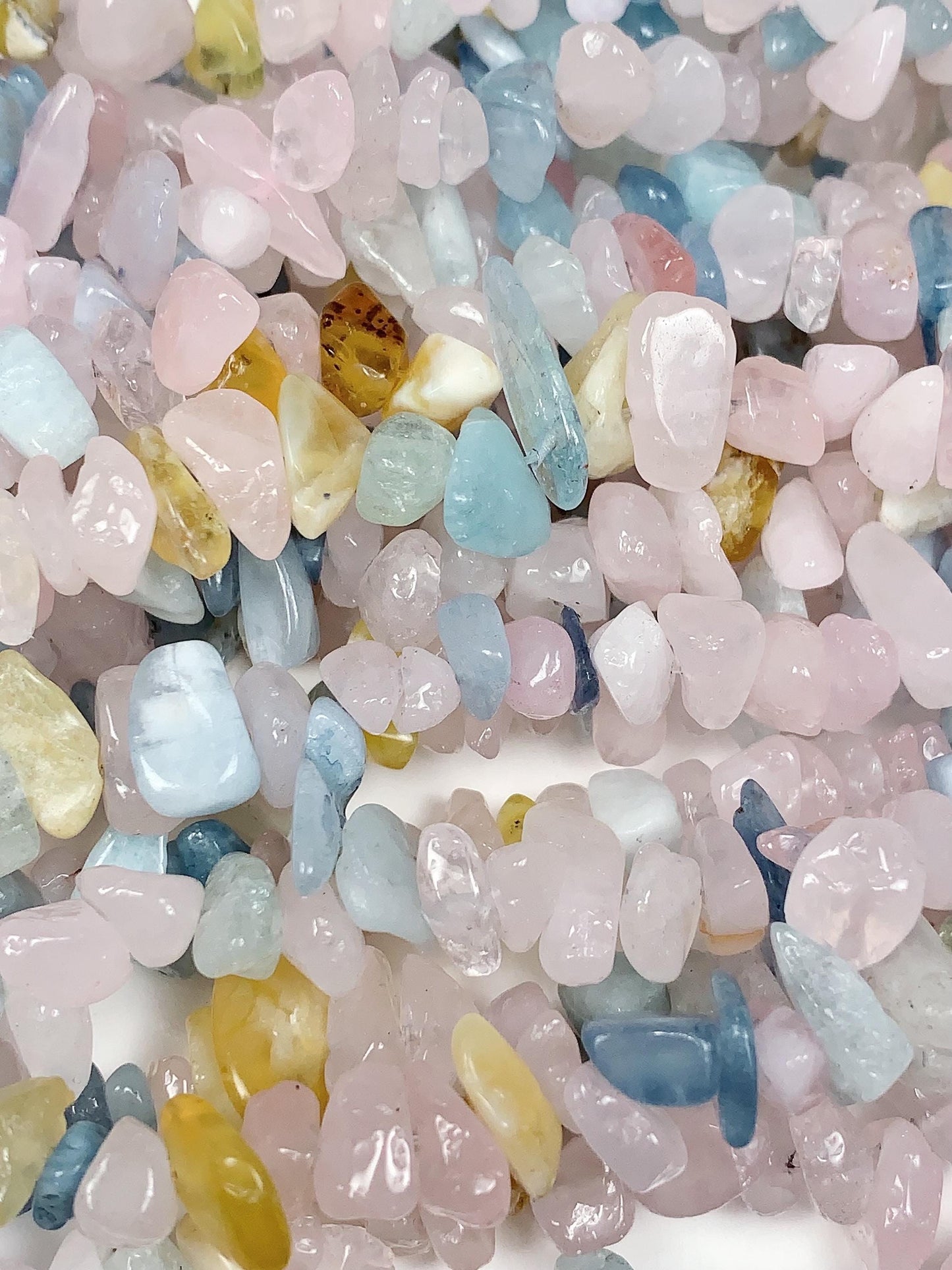 Pink Blue Morganite Nugget Beads: Genuine Gemstone Crystal Strand