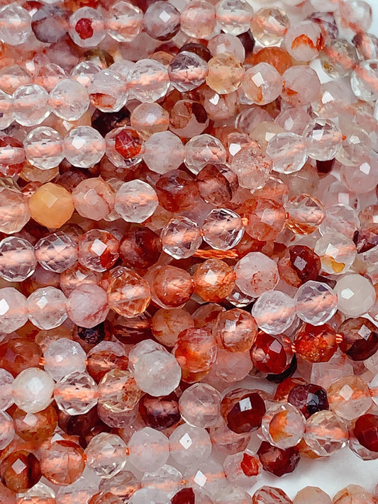AAA Red Hematoid Quartz Faceted Ruond Beads 4mm 15.5" Strand