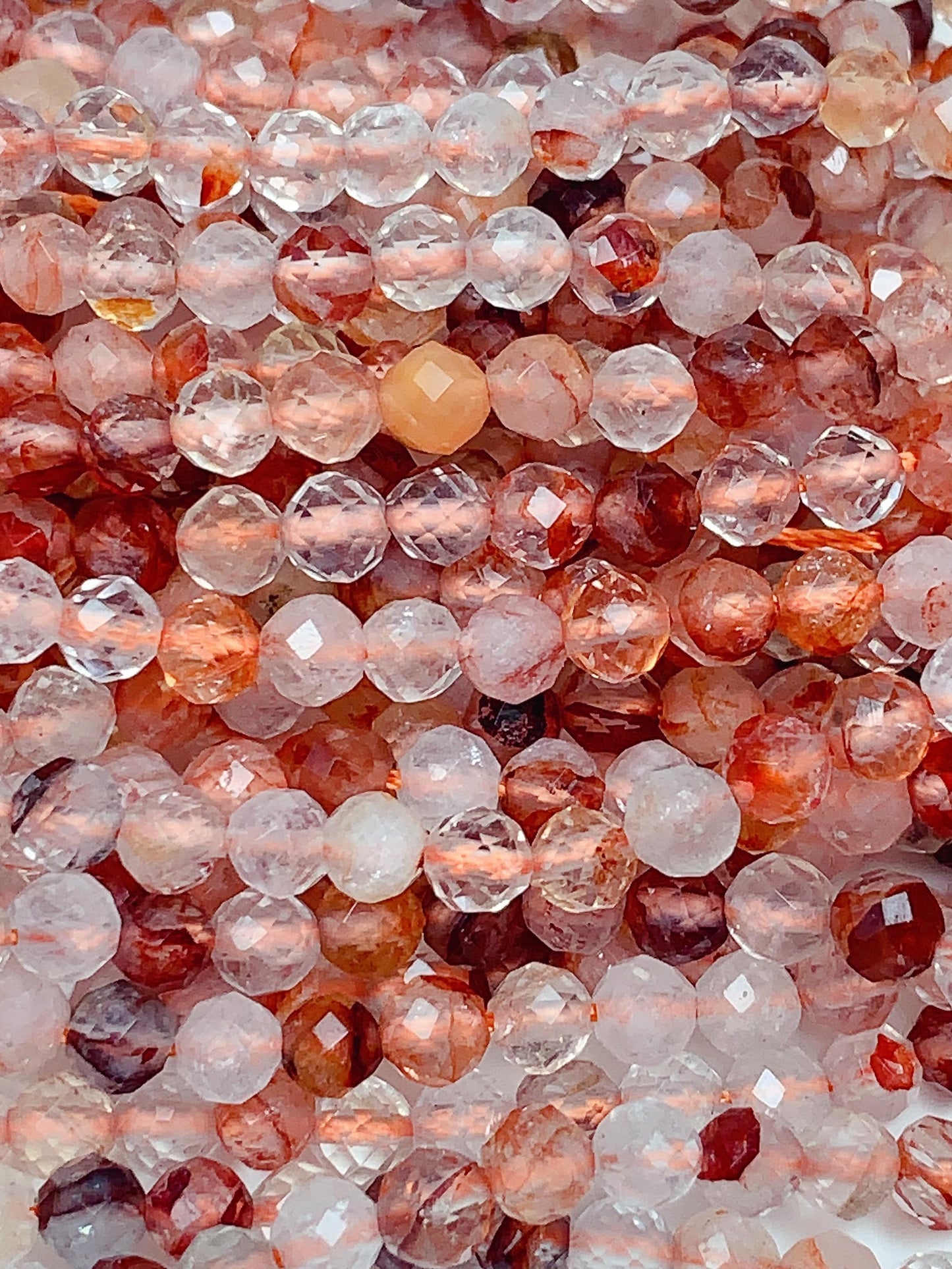 AAA Red Hematoid Quartz Faceted Ruond Beads 4mm 15.5" Strand