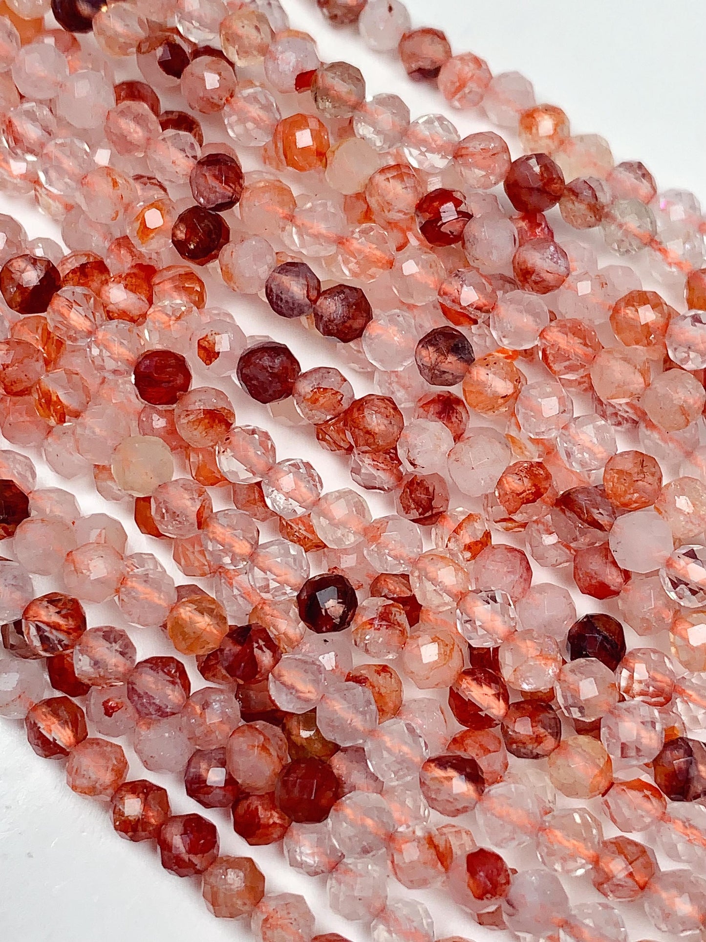 AAA Red Hematoid Quartz Faceted Ruond Beads 4mm 15.5" Strand
