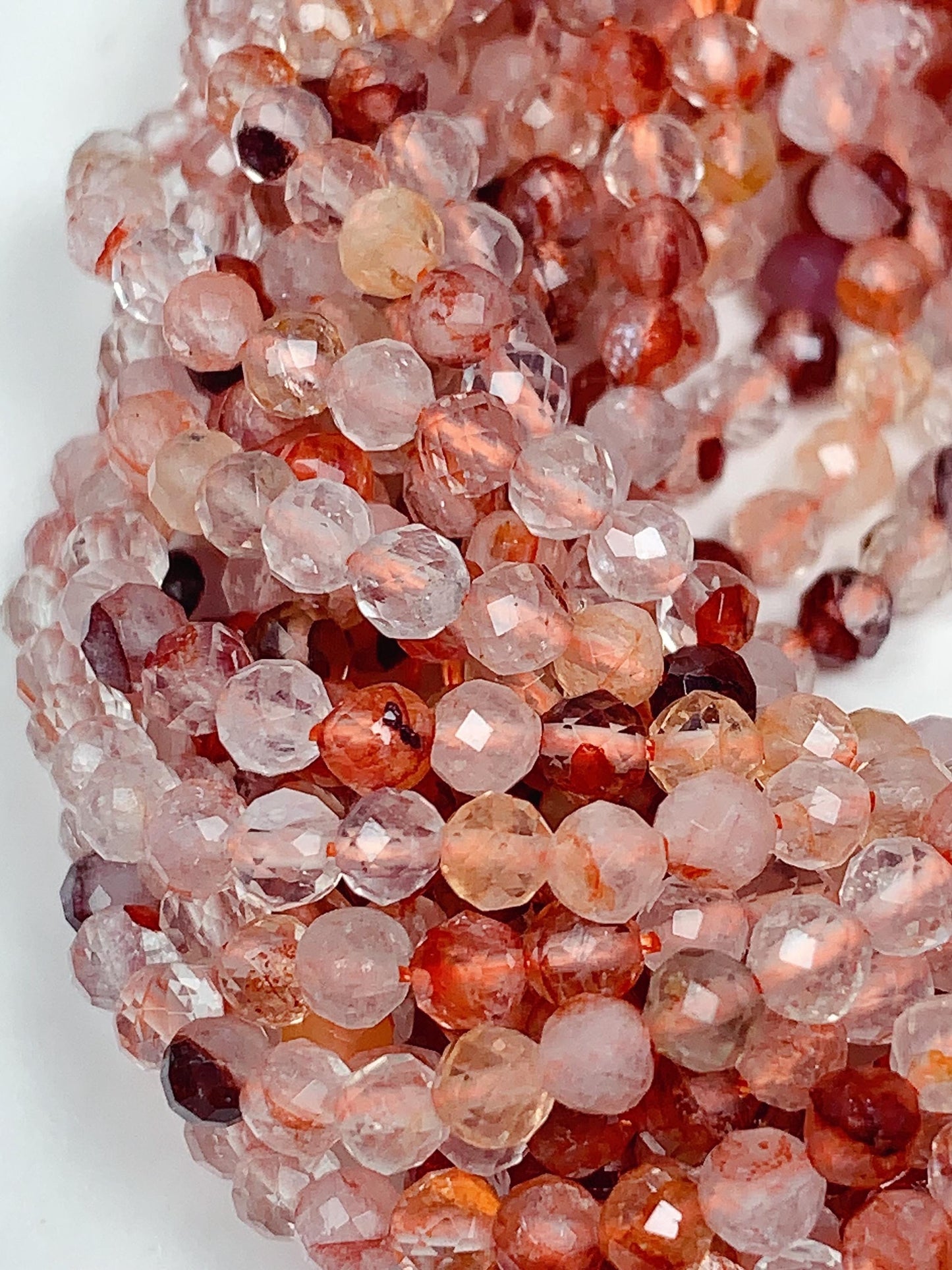 AAA Red Hematoid Quartz Faceted Ruond Beads 4mm 15.5" Strand