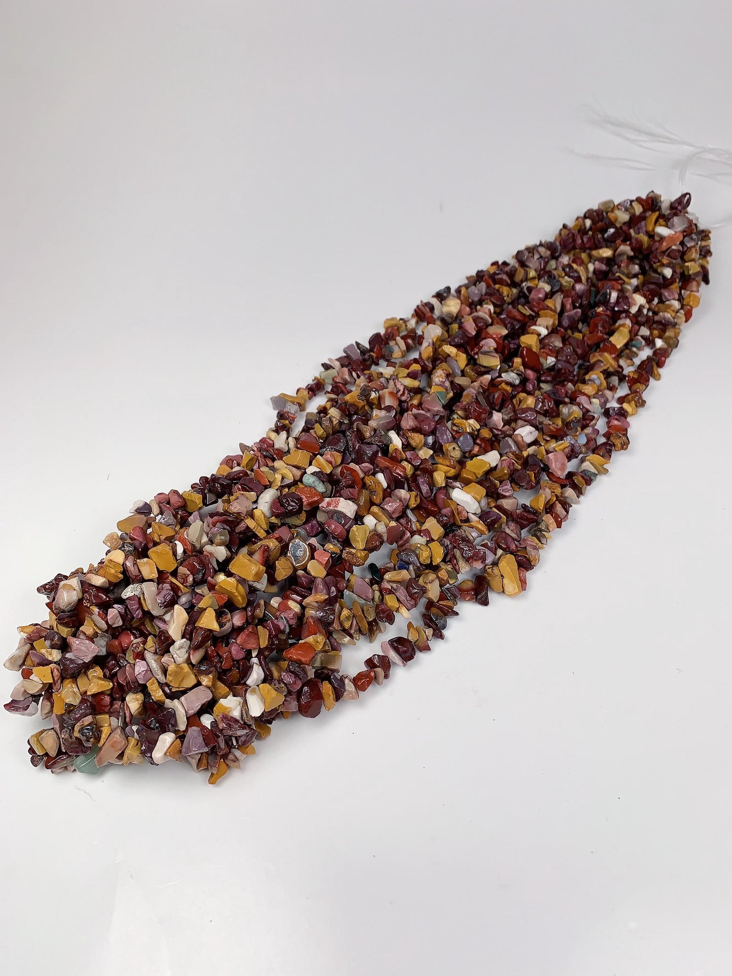 Mookaite Jasper Chip Beads: Natural Red Yellow Gemstone Nuggets, 32" Strand