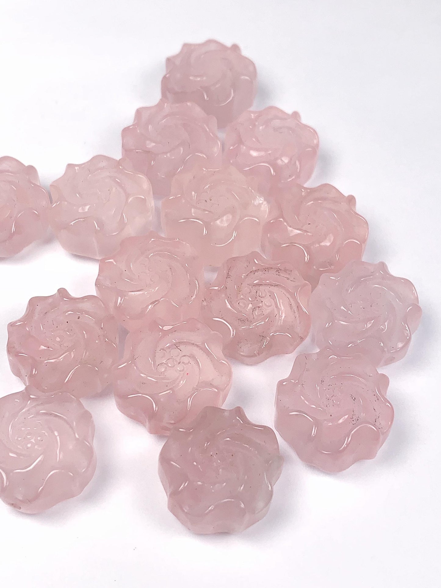 Madagascar Rose Quartz Gemstone Flowers: AAA Peony Cut (8mm X 15mm)