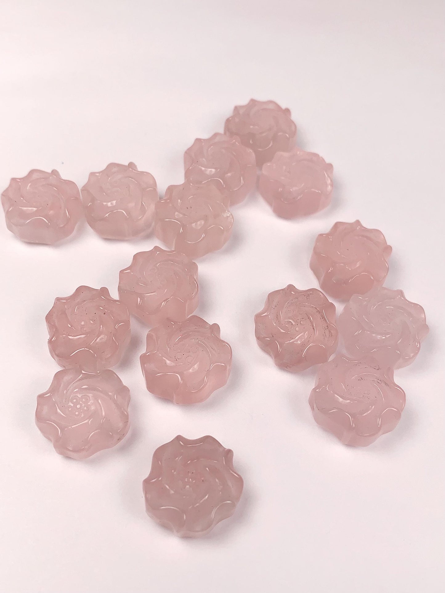 Madagascar Rose Quartz Gemstone Flowers: AAA Peony Cut (8mm X 15mm)