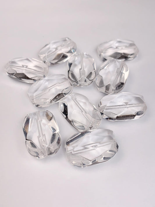AAA Natural Clear Quartz Gemstone: Faceted Crystal Beads (19mmx13mm)