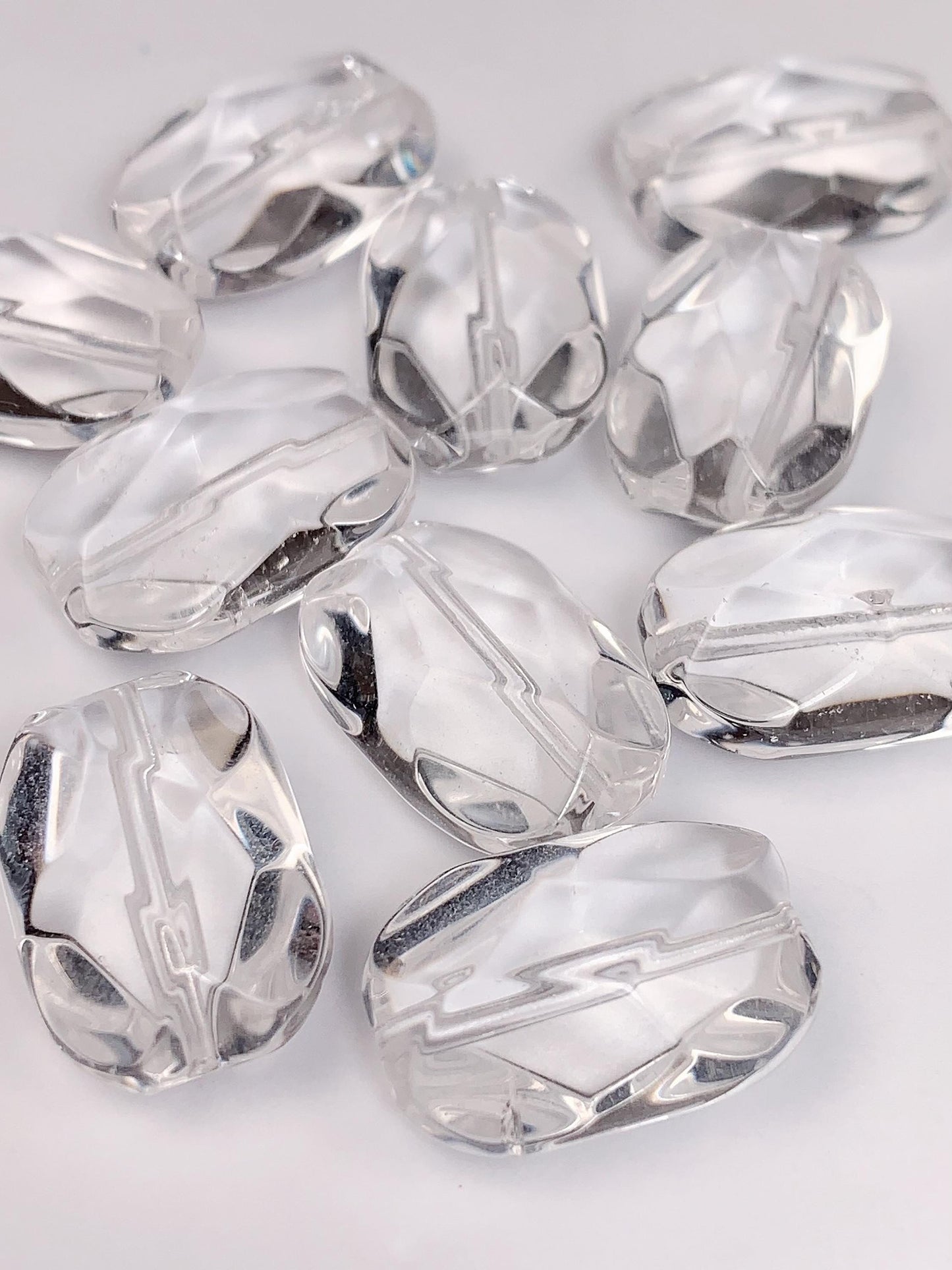 AAA Natural Clear Quartz Gemstone: Faceted Crystal Beads (19mmx13mm)