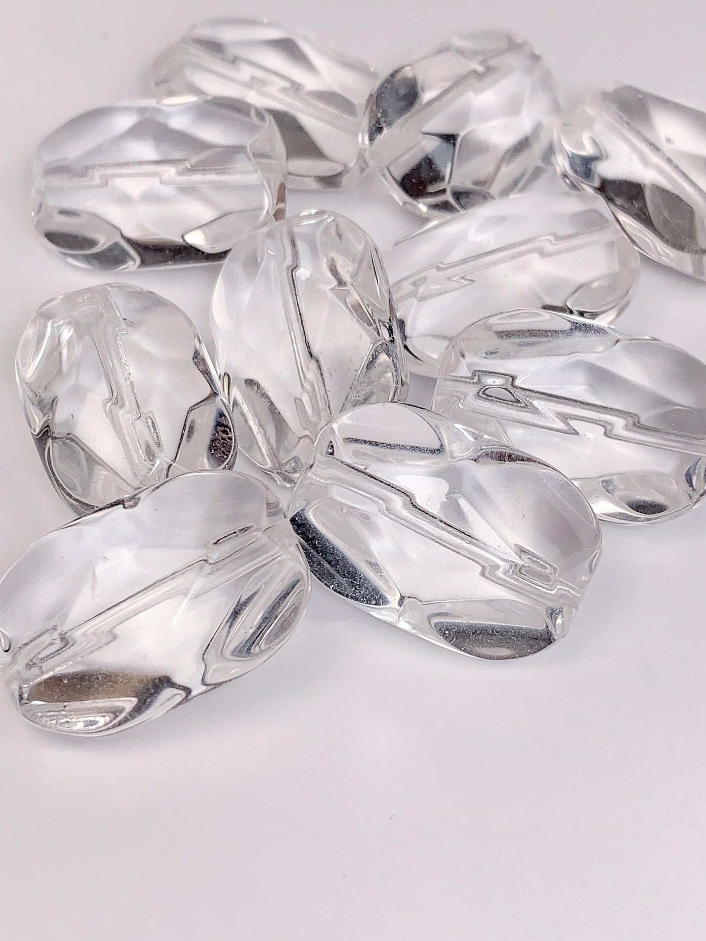 AAA Natural Clear Quartz Gemstone: Faceted Crystal Beads (19mmx13mm)