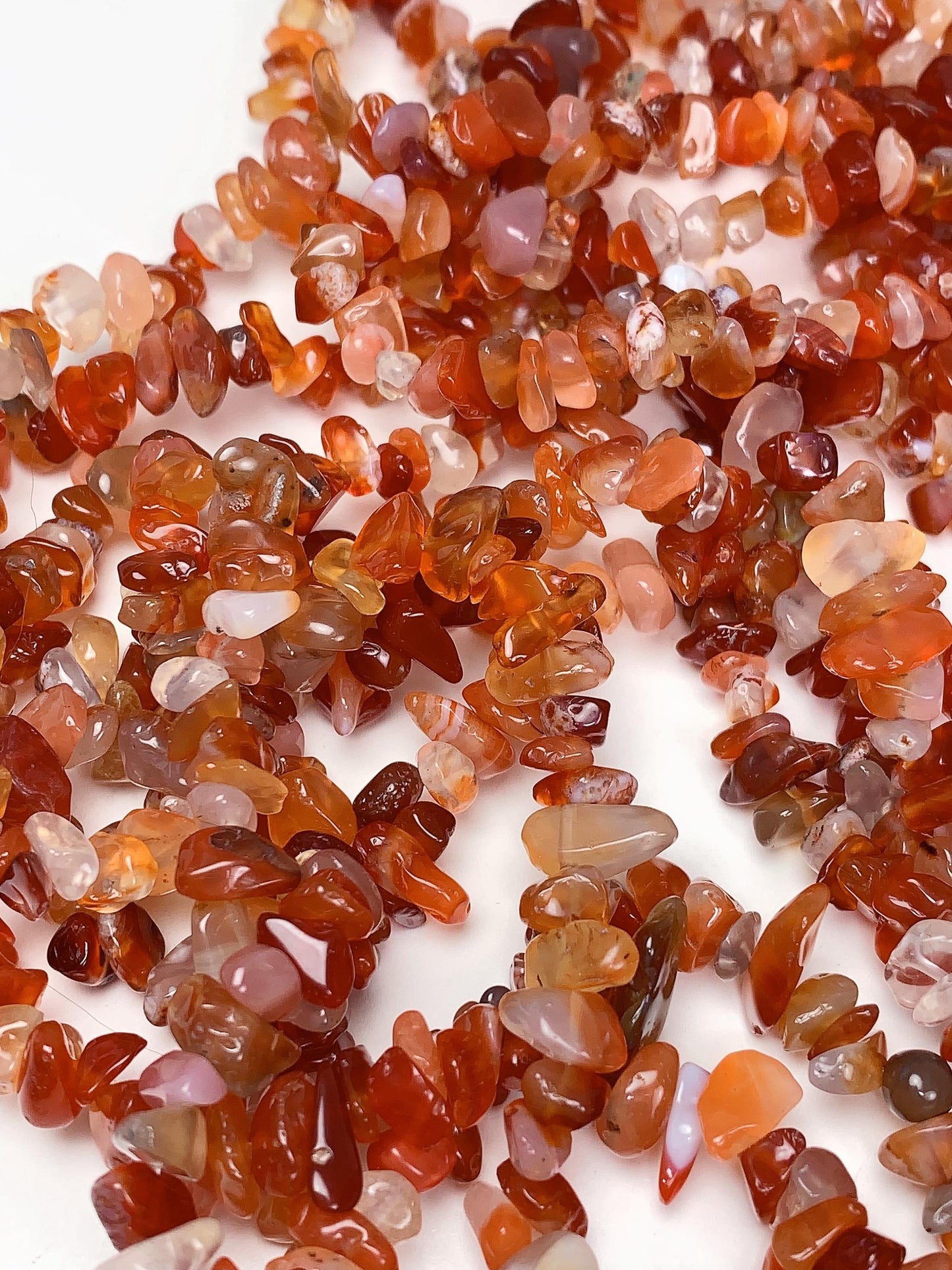 Red Orange Agate Nugget Beads: 32" Strand DIY Gemstone Crystals