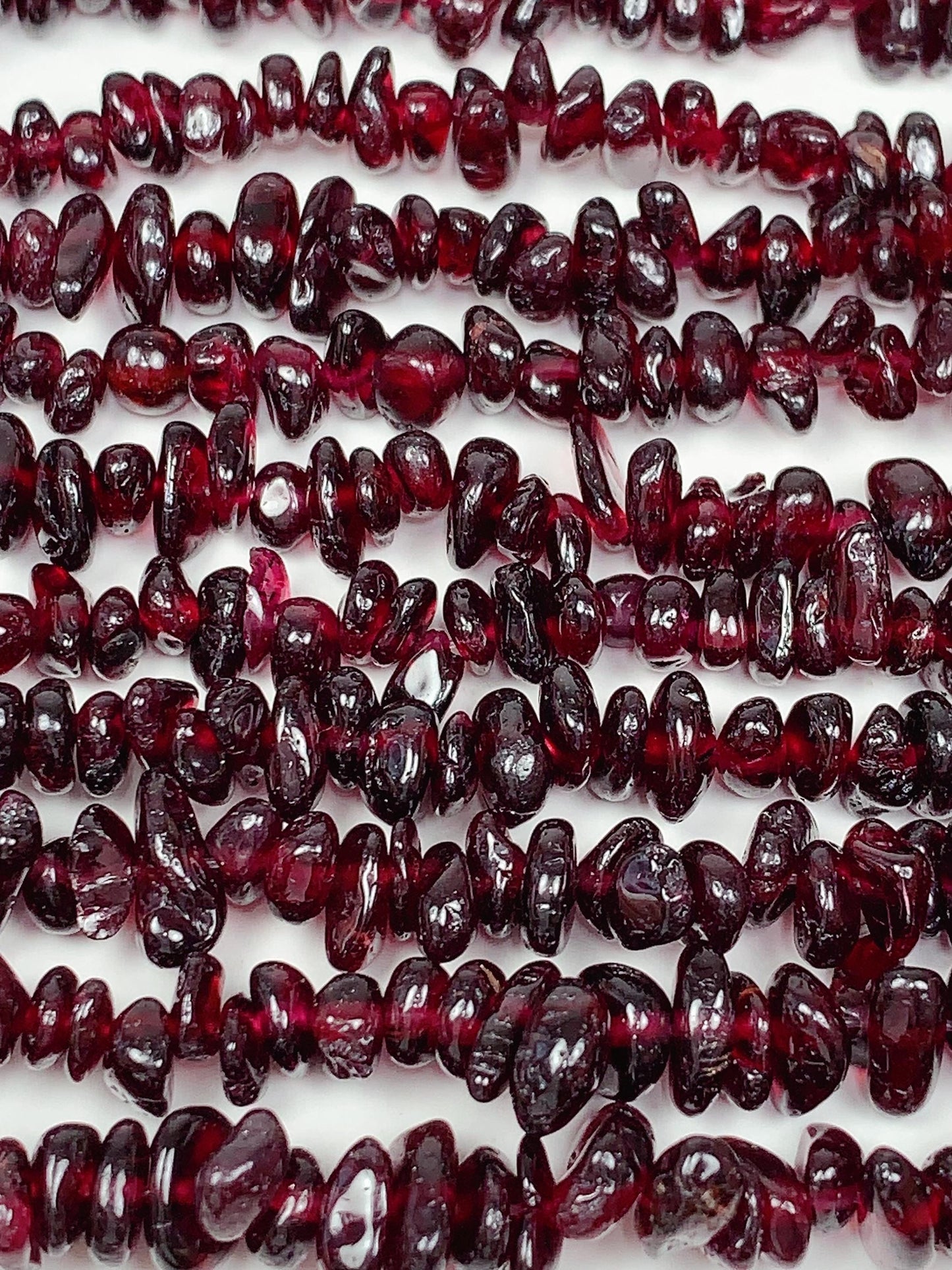 Natural Red Garnet Chip Beads: 32" DIY Jewelry Strand (7-12mm)