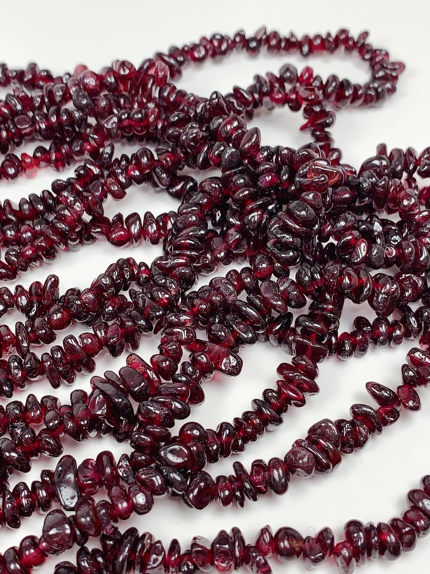 Natural Red Garnet Chip Beads: 32" DIY Jewelry Strand (7-12mm)