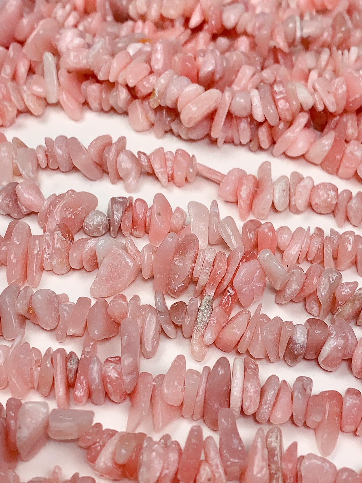 Pink Opal Chip Beads: Natural Gemstone Nuggets, 32" Strand