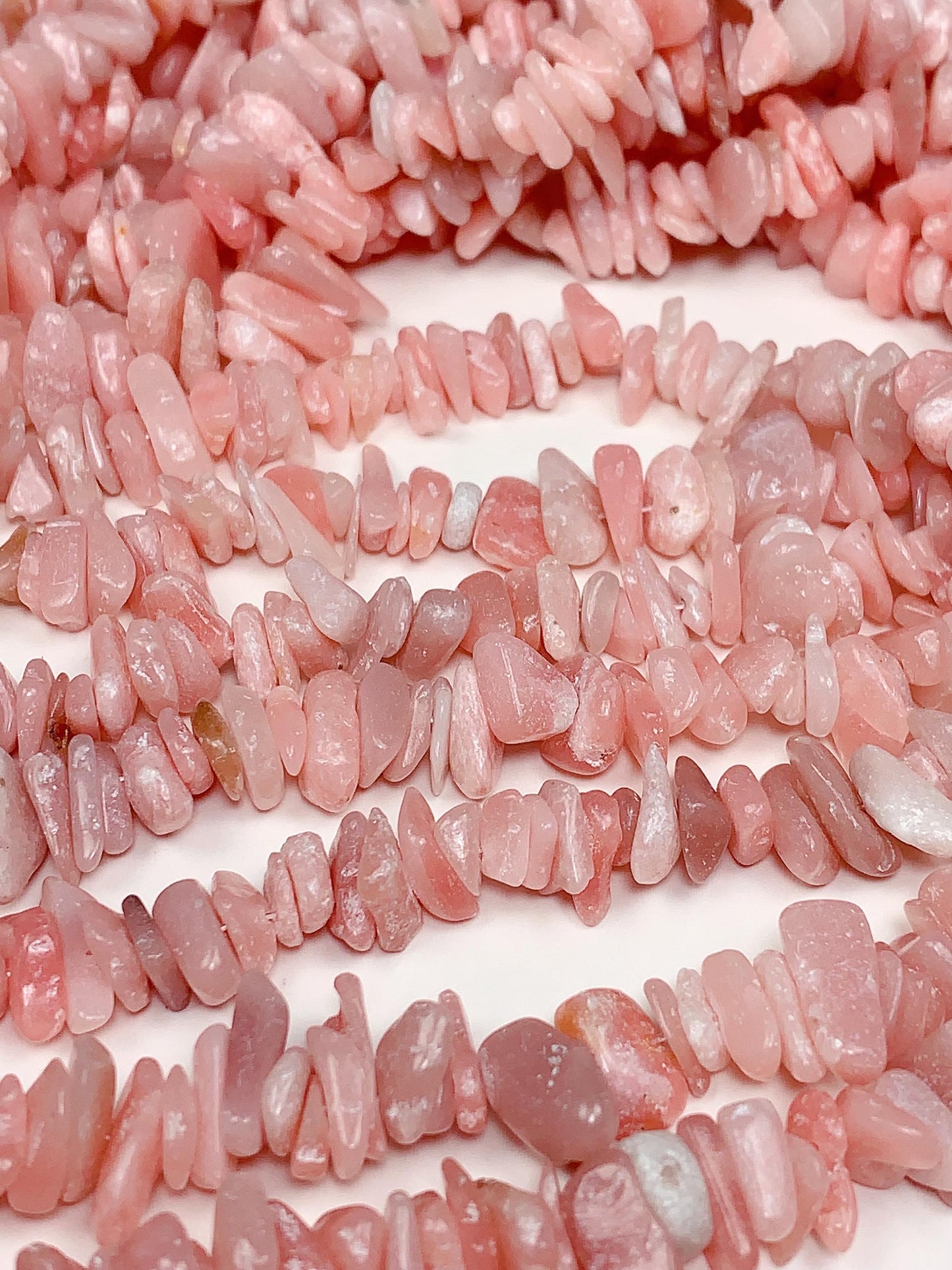Pink Opal Chip Beads: Natural Gemstone Nuggets, 32" Strand