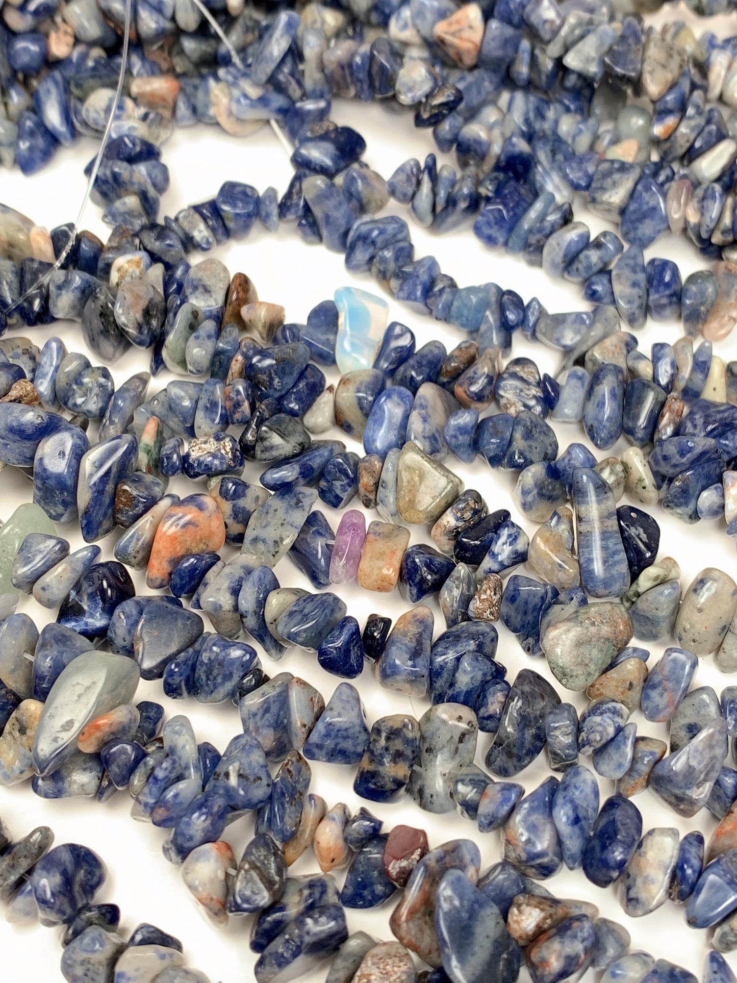 Blue Sodalite Nugget Beads: 5-12mm Irregular Gemstone Chips, 32" Strand