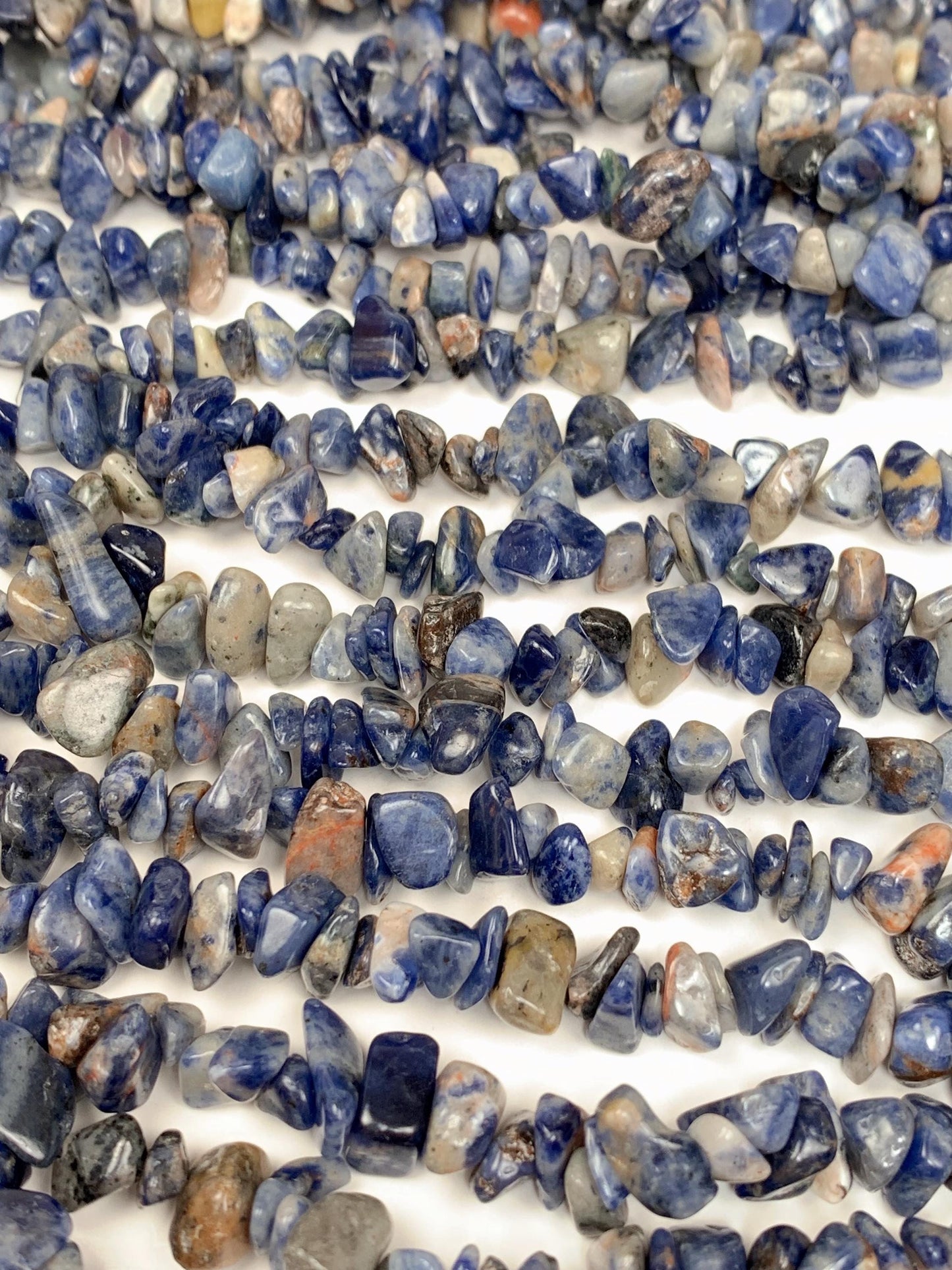 Blue Sodalite Nugget Beads: 5-12mm Irregular Gemstone Chips, 32" Strand