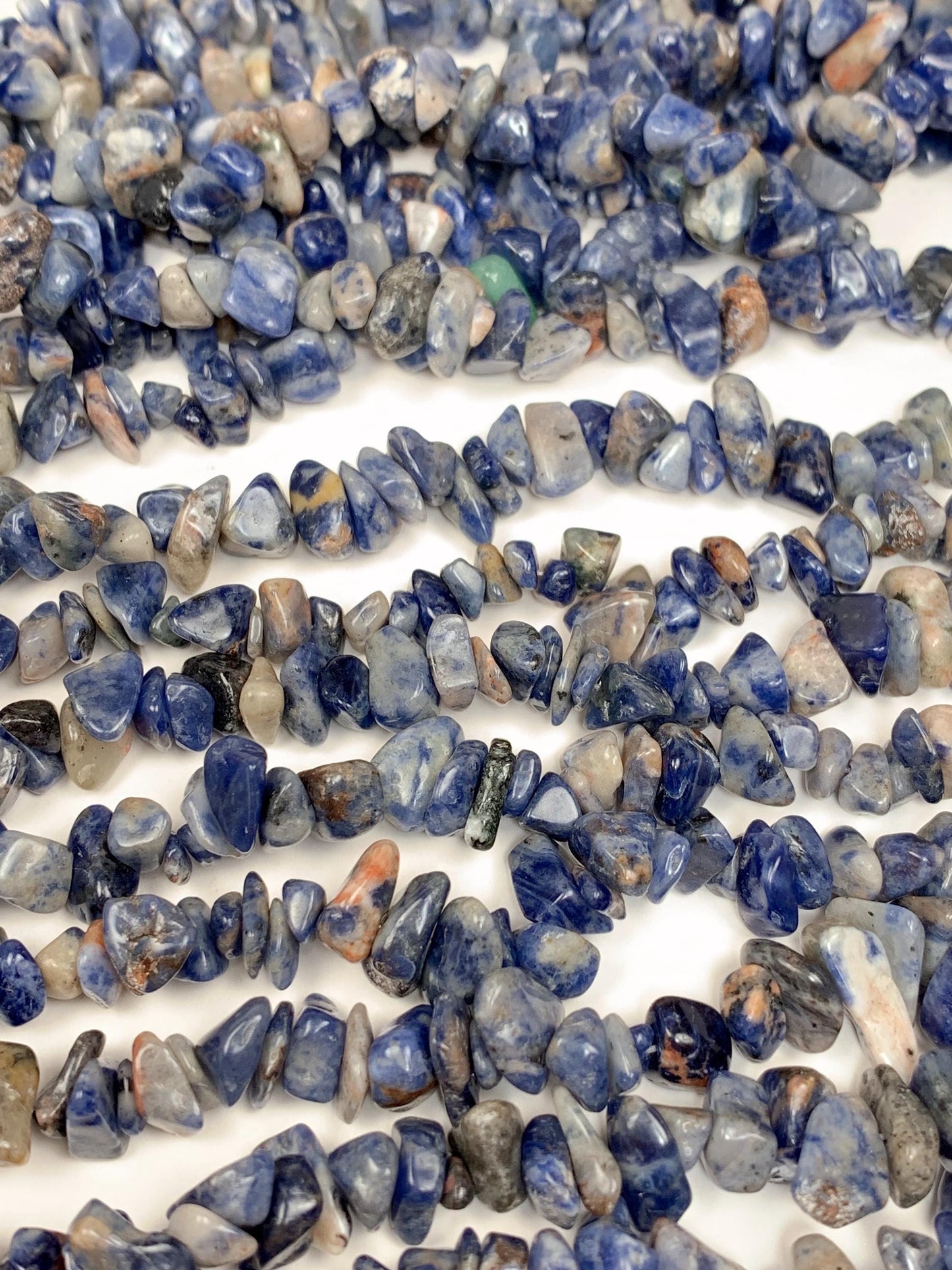 Blue Sodalite Nugget Beads: 5-12mm Irregular Gemstone Chips, 32" Strand