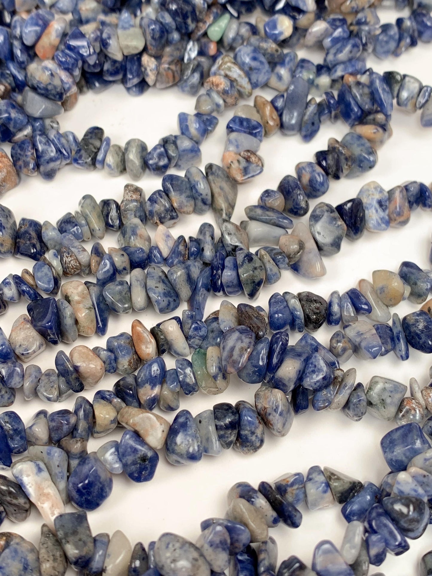 Blue Sodalite Nugget Beads: 5-12mm Irregular Gemstone Chips, 32" Strand