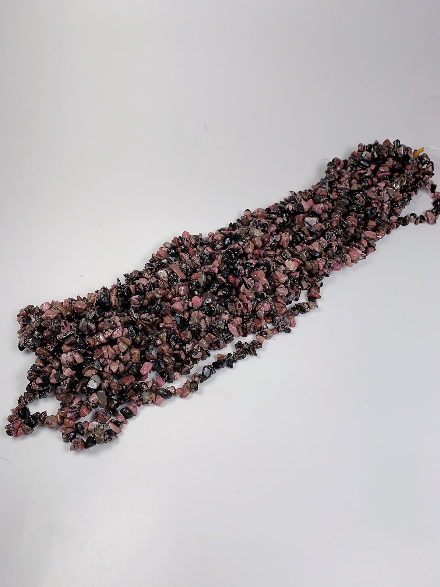 Pink Black Lace Rhodonite Chip Beads: Natural Gemstone Crystal Strand