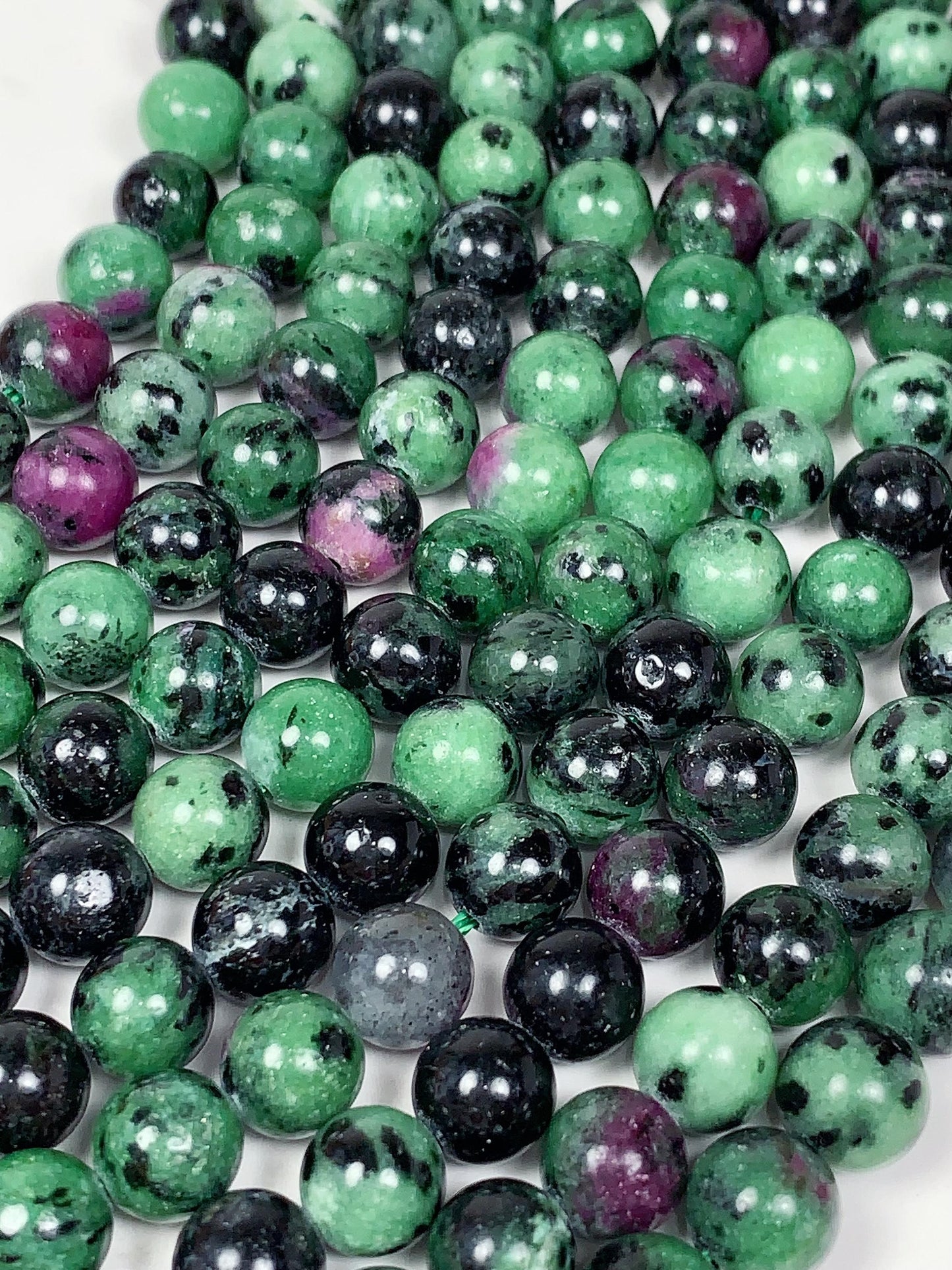 Natural Ruby Zoisite Beads: Smooth Round Gemstone Strand (15.5")