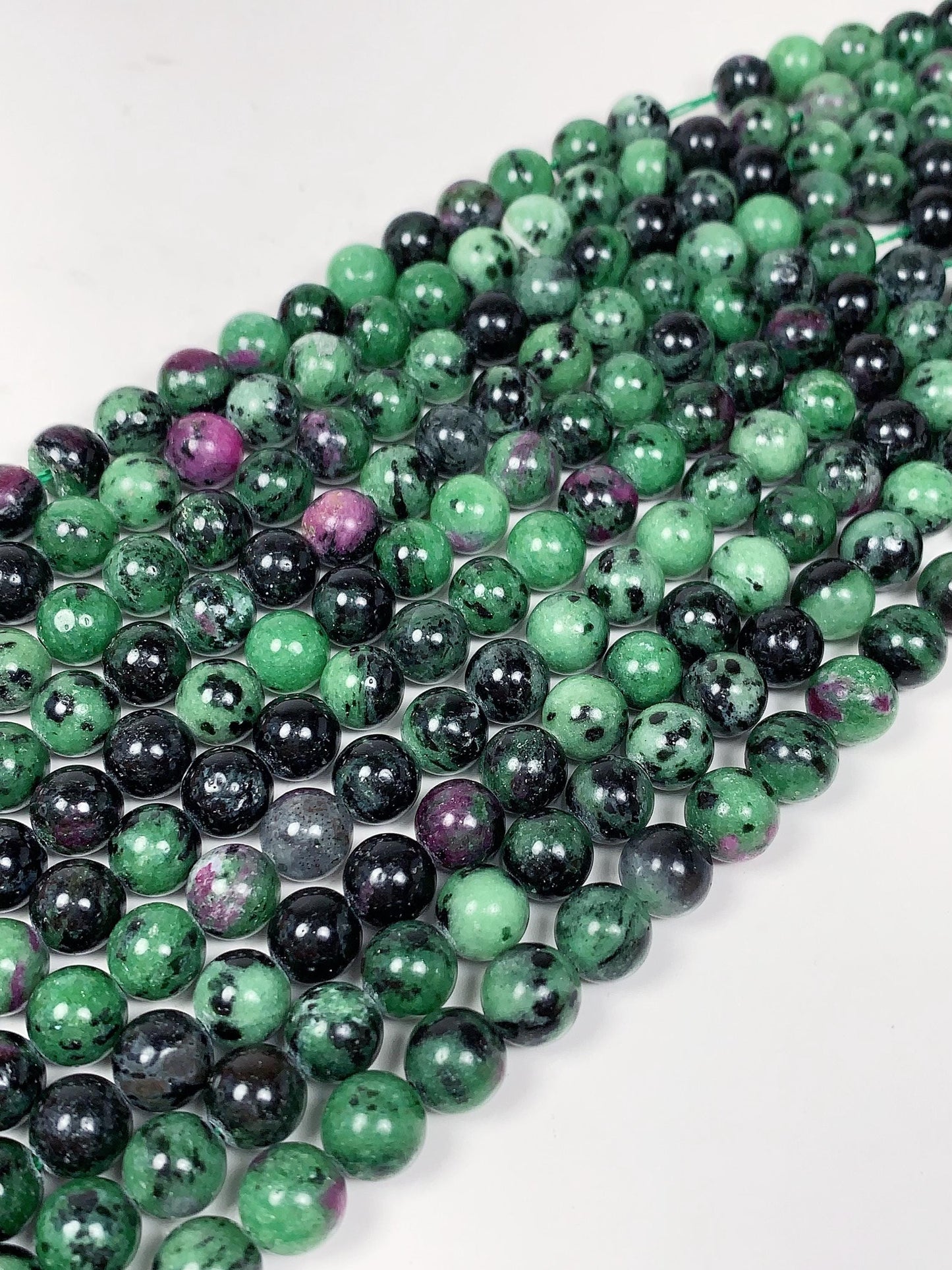 Natural Ruby Zoisite Beads: Smooth Round Gemstone Strand (15.5")