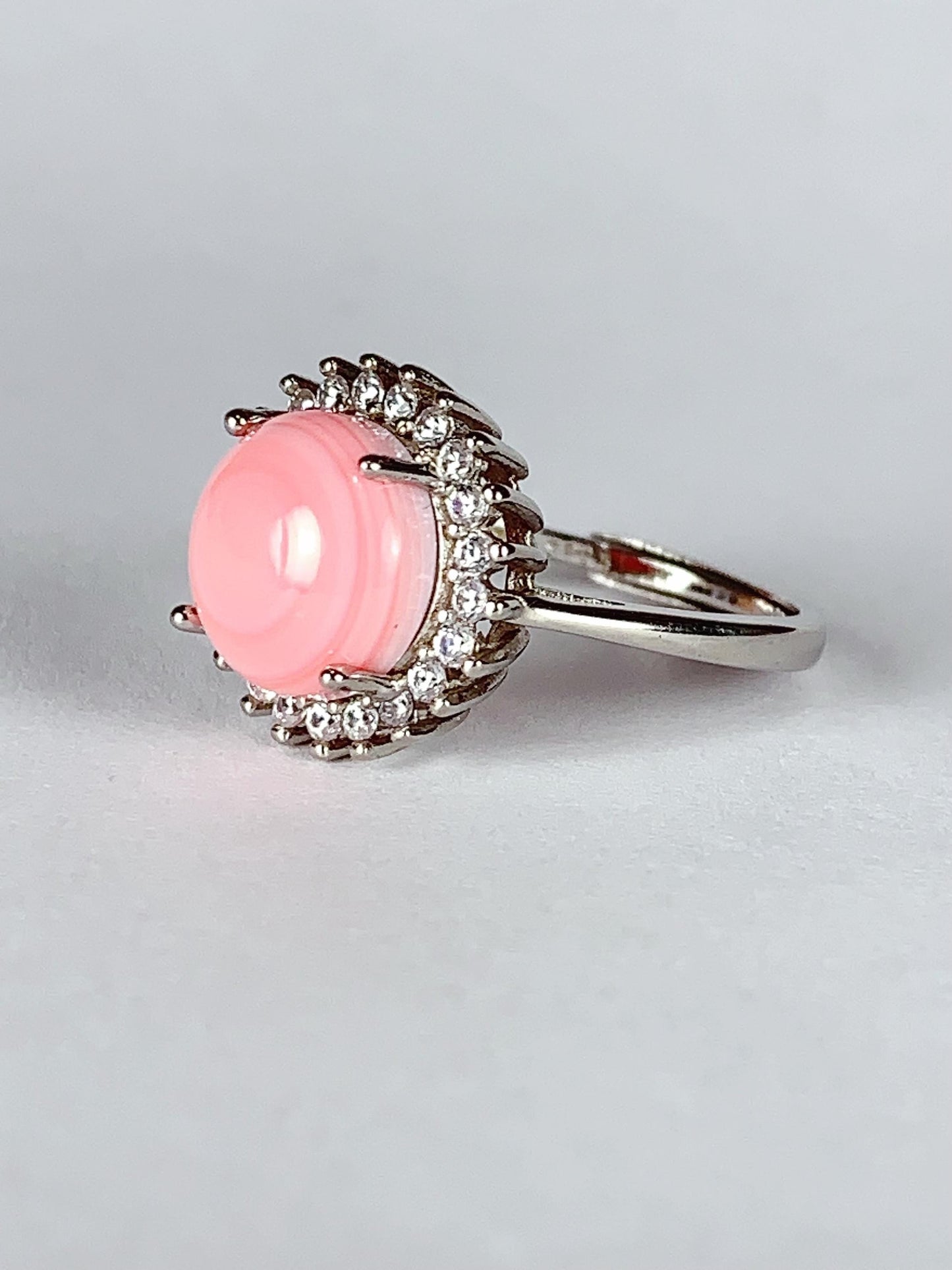 10mm Genuine Natural Queen Conch round Cut 18K Gold Plated S 925 Sterling Silver Ring