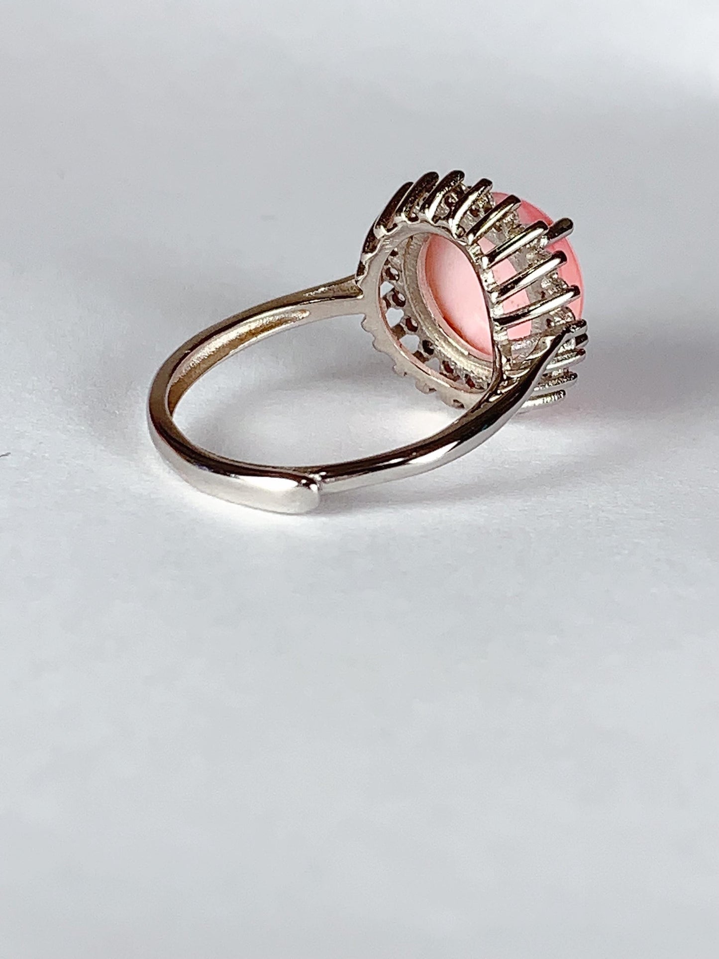 10mm Genuine Natural Queen Conch round Cut 18K Gold Plated S 925 Sterling Silver Ring