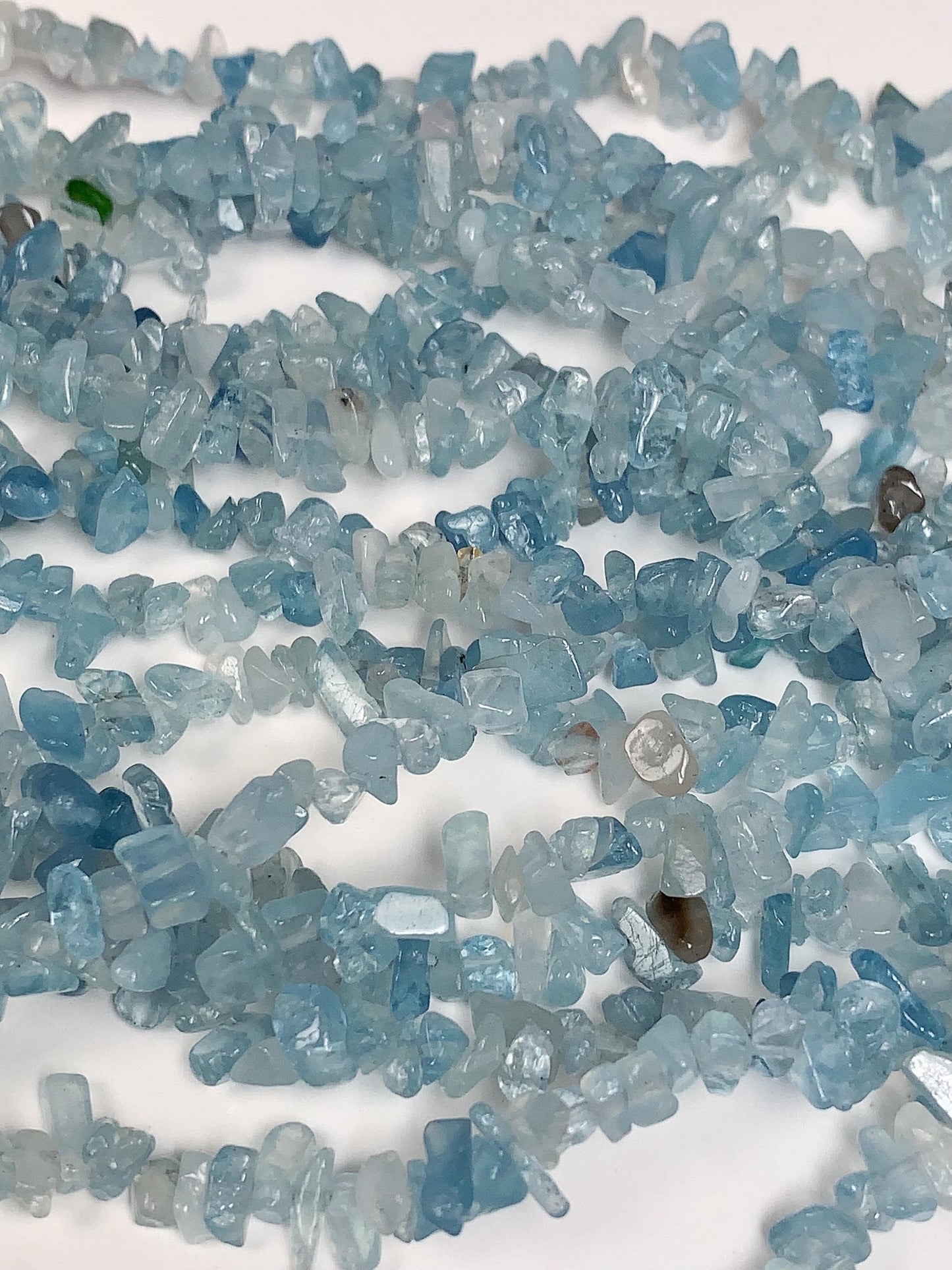 3-8mm Genuine Aquamarine Chip Beads: Irregular Nugget Gemstone Strand (32")