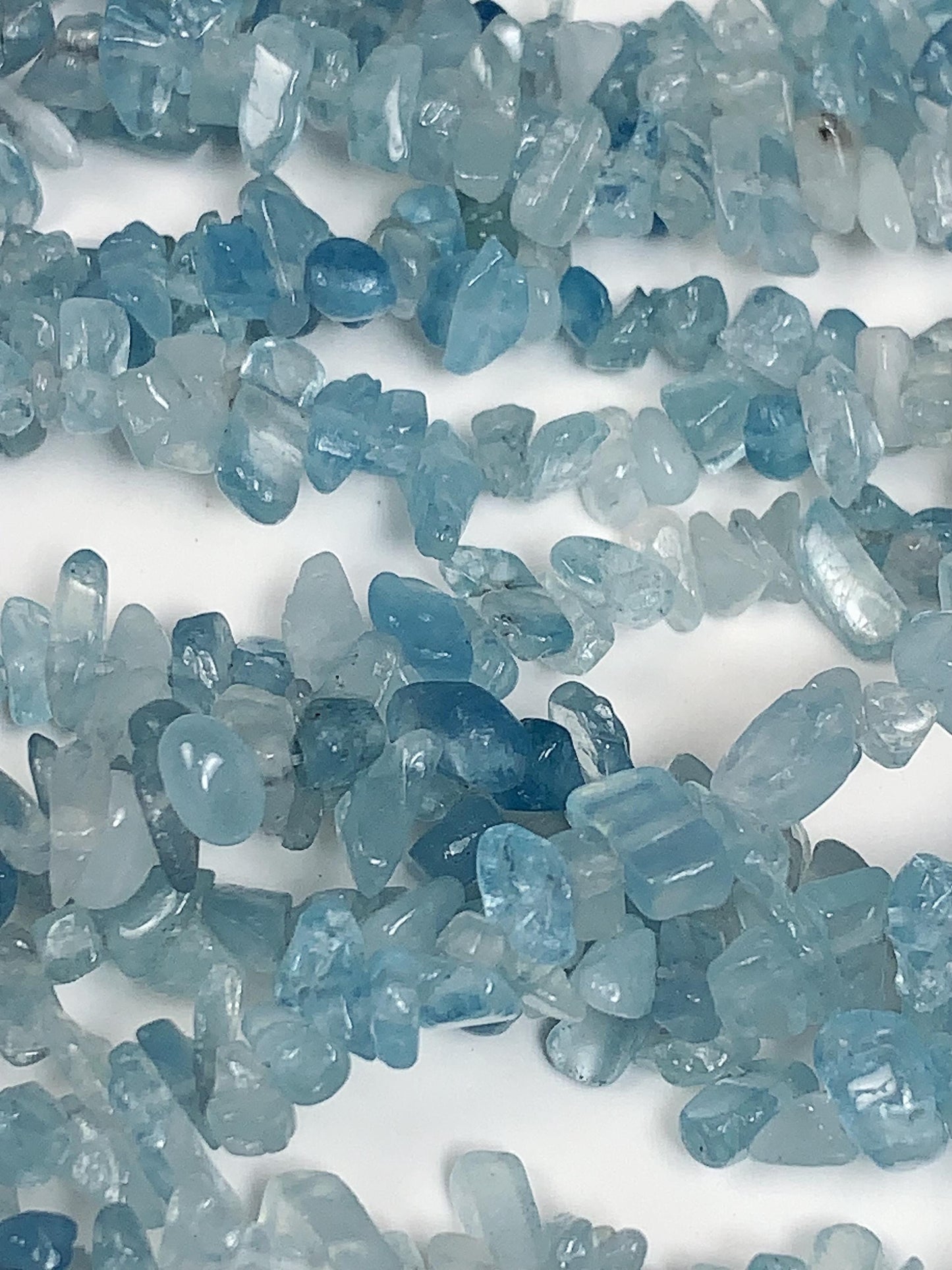 3-8mm Genuine Aquamarine Chip Beads: Irregular Nugget Gemstone Strand (32")