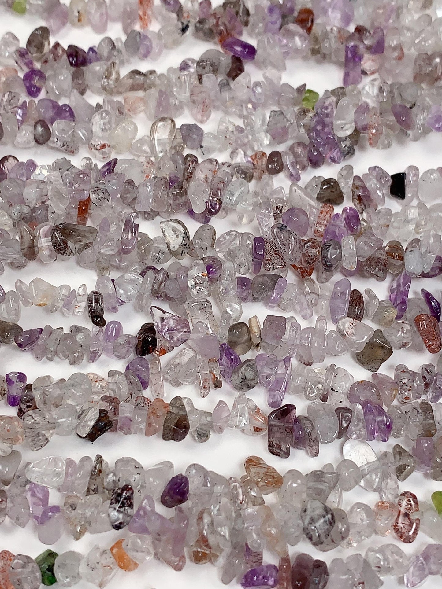 Super Seven Quartz Chip Beads: Natural Gemstone Nugget Strand (32")