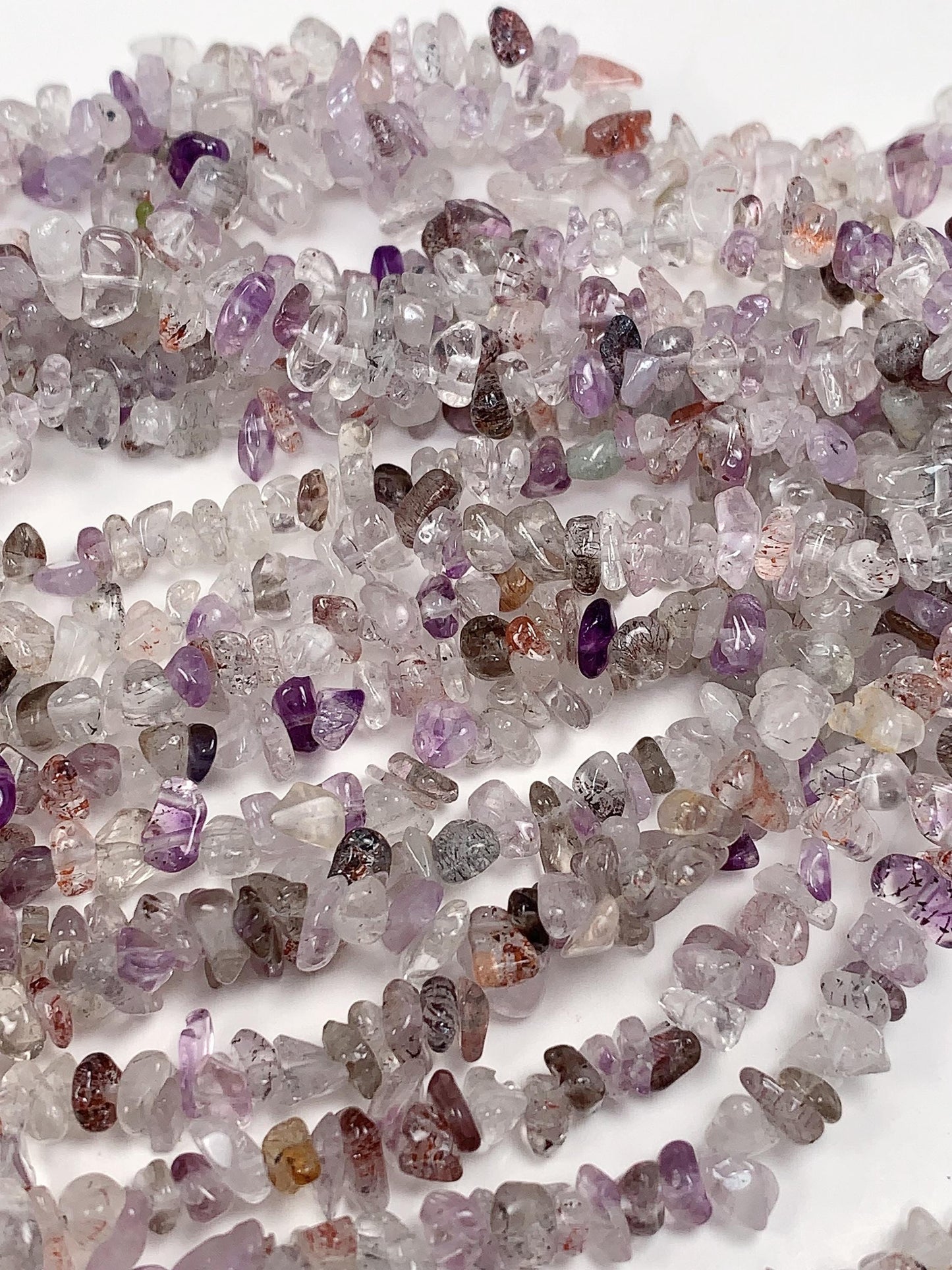 Super Seven Quartz Chip Beads: Natural Gemstone Nugget Strand (32")