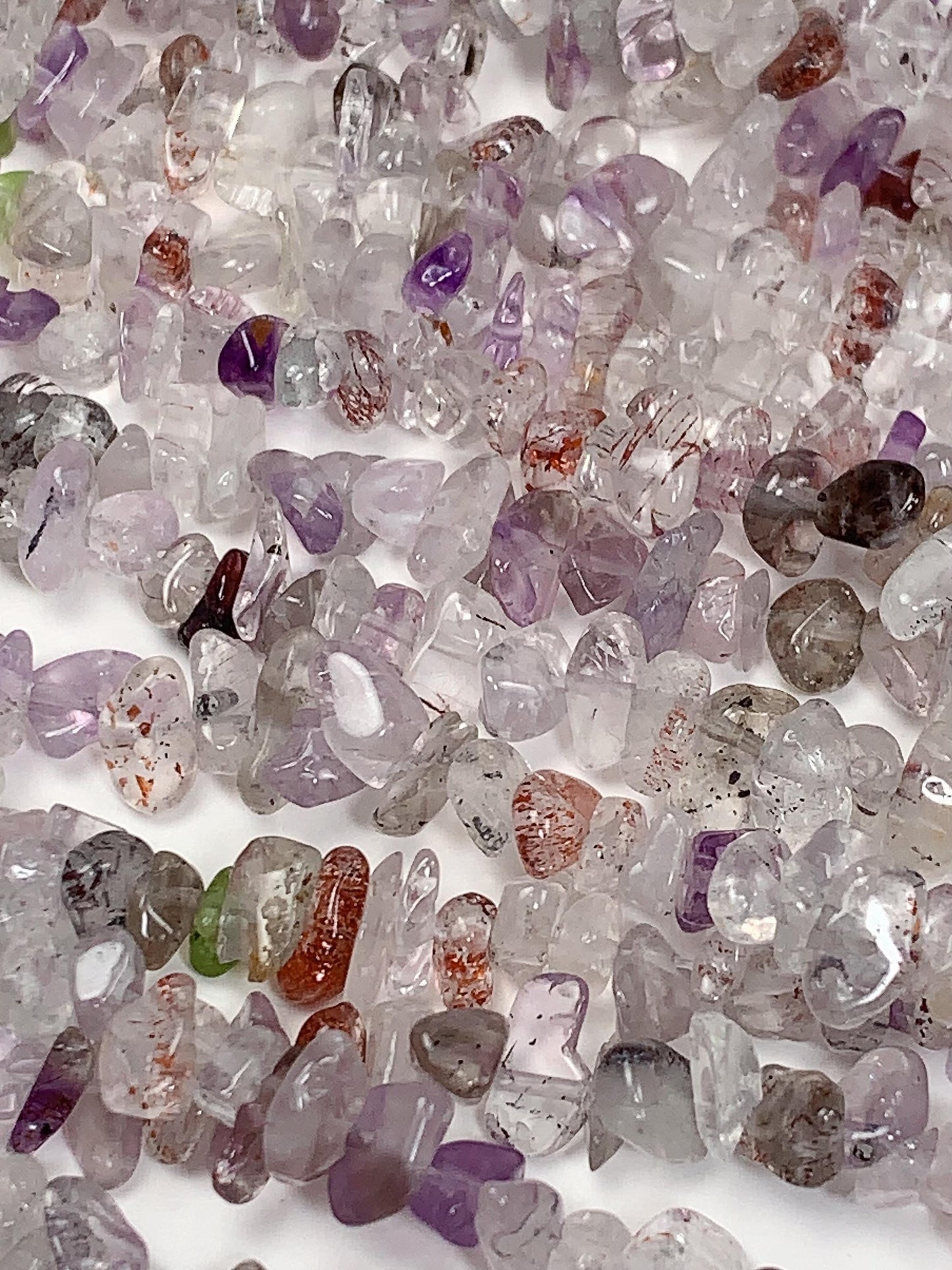 Super Seven Quartz Chip Beads: Natural Gemstone Nugget Strand (32")