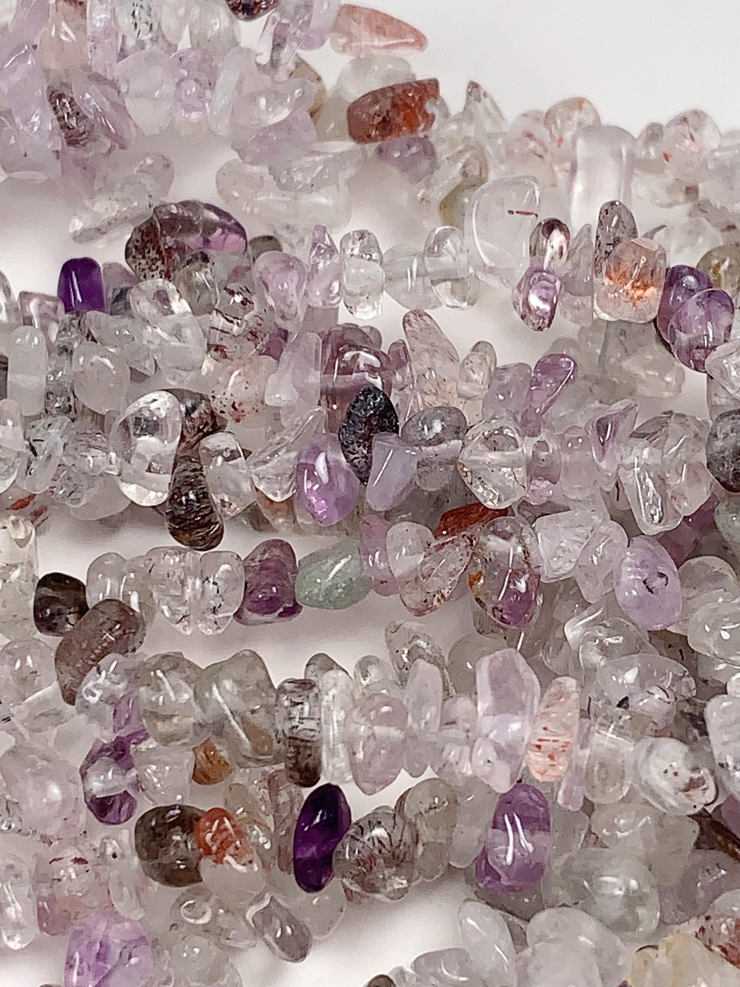 Super Seven Quartz Chip Beads: Natural Gemstone Nugget Strand (32")