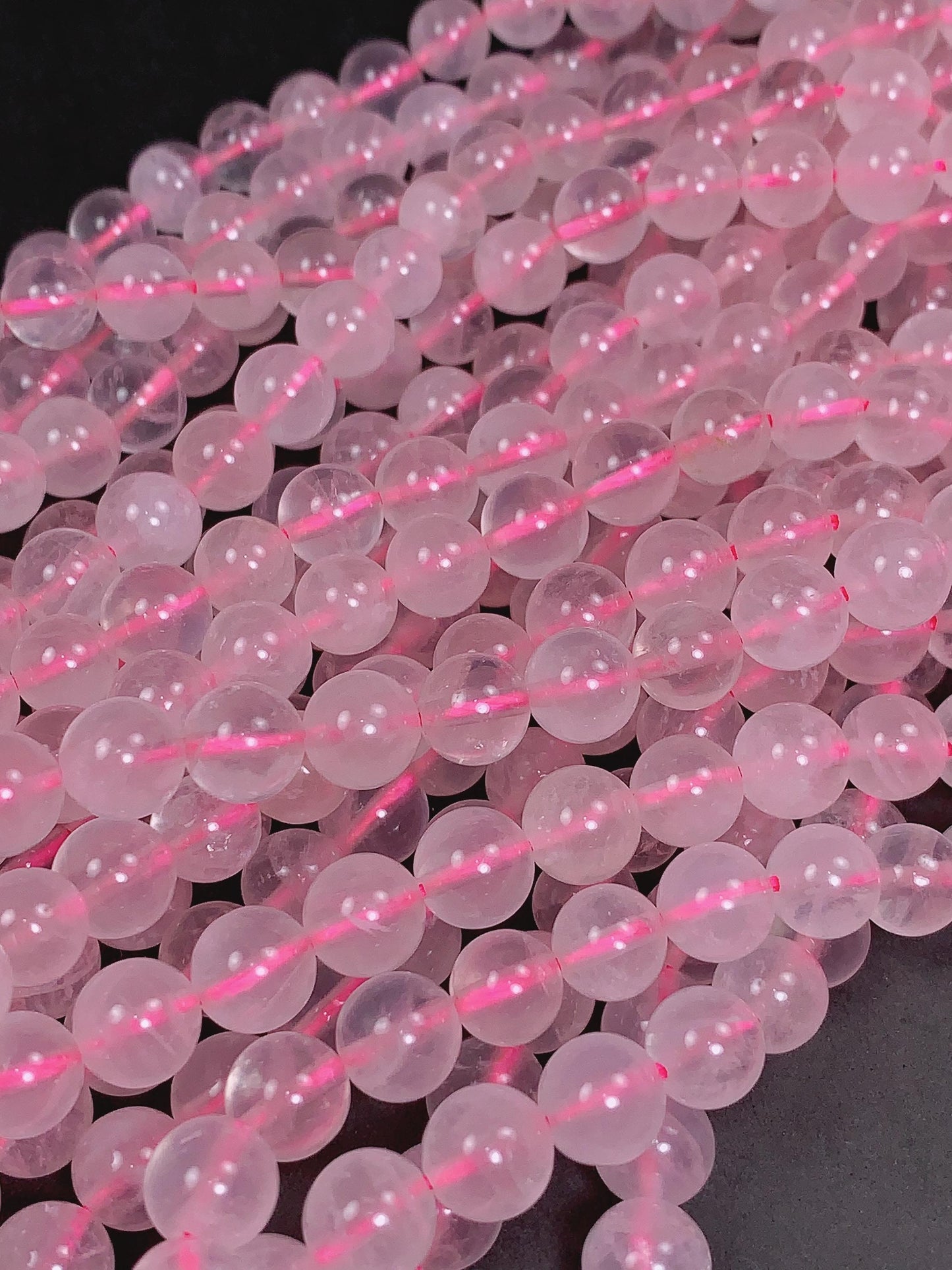 AAA Rose Quartz Transparent Beads Genuine Natural Pink Gemstone Strand (15")
