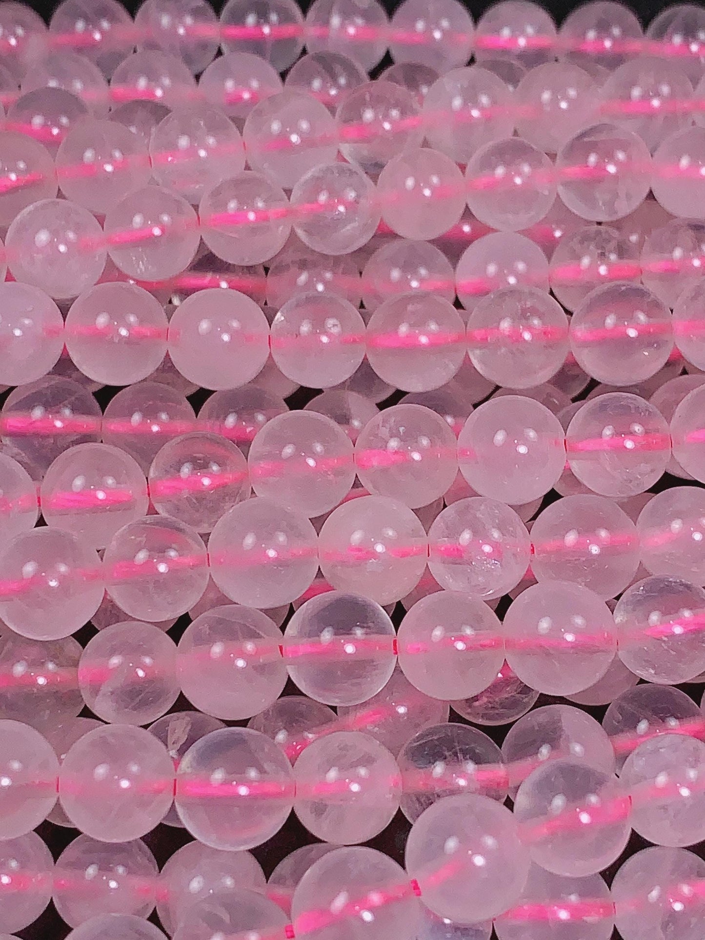 AAA Rose Quartz Transparent Beads Genuine Natural Pink Gemstone Strand (15")